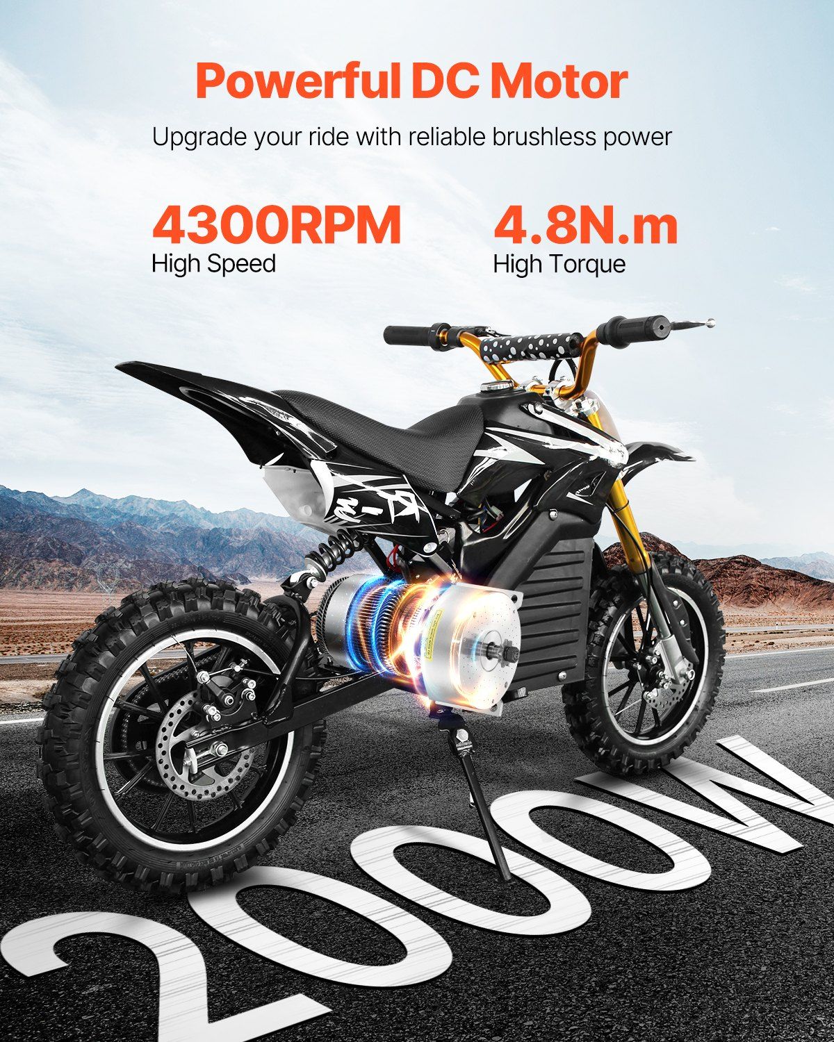 2000W Electric Brushless DC Motor Kit - 48V 4300rpm Motor with Upgraded Speed Controller and Throttle Grip Kit for Go Karts E-Bike Motorcycle Scooter DIY