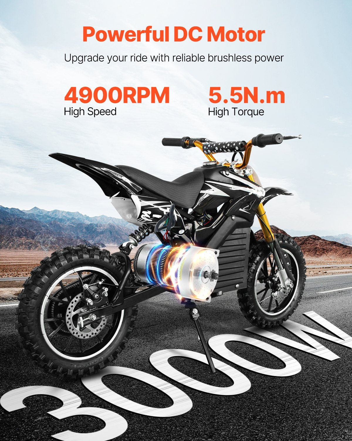 VEVOR 3000W Electric Brushless DC Motor Kit - 72V 4900rpm Motor with Upgraded Speed Controller for Go Karts E-Bike Motorcycle Scooter