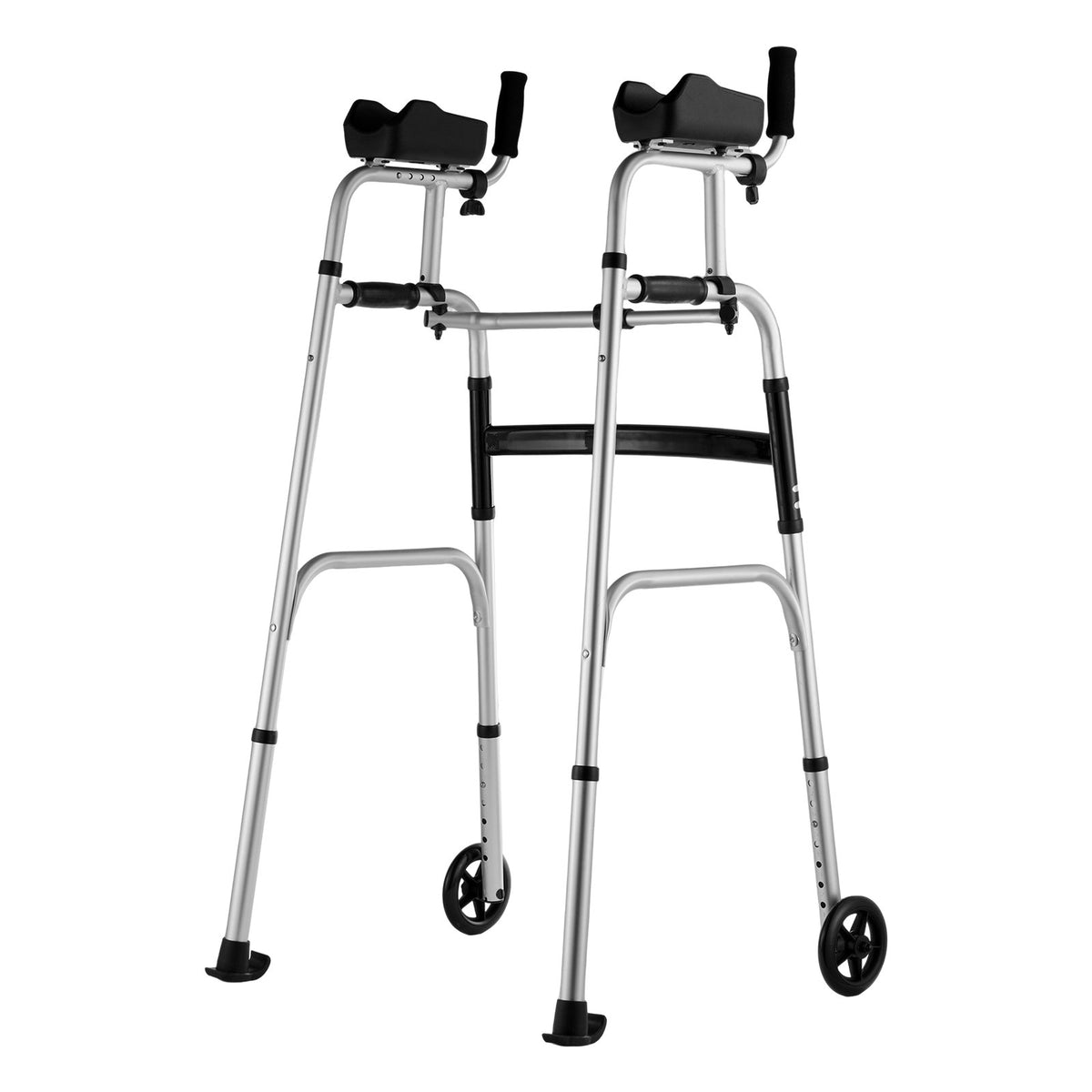 VEVOR 2 in 1 Folding Walker &amp; Removable Armrests, Height Adjustable Foldable Walker with 5" Solid Wheels, Lightweight Aluminum | Front Wheeled Mobility Aid for Elderly Handicapped Disabled, 450 Pounds