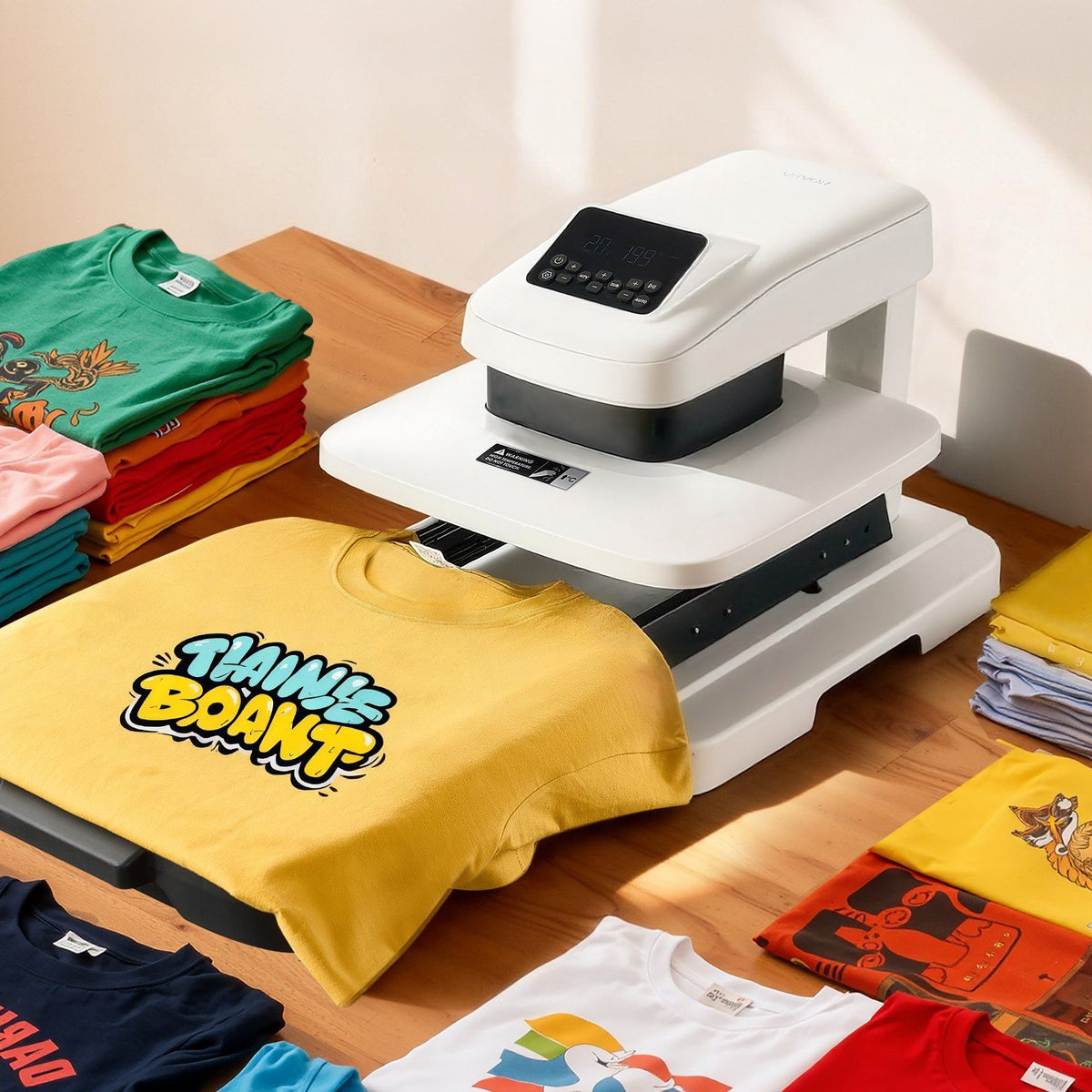 Auto Heat Press Machine, 38 x 38 cm, T-Shirt Press Machine with Auto Release and Adjustable Pressure, Digital Display, Rapid Heating, for Sublimation, Vinyl, Heat Transfer Projects, White