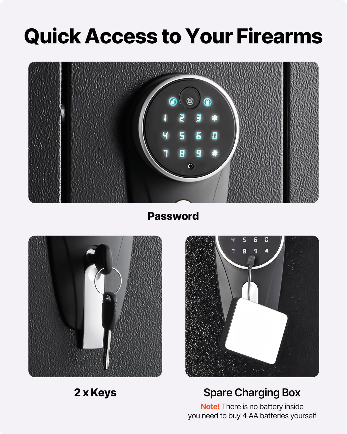 VEVOR Gun Safe, Heavy Duty Cold-Rolled Steel Fireproof Rifle Cabinet with Digital Keypad & Key, Large Long Gun Cabinet with Magazine and LED Lighting, Adjustable Racks for Rifles, Pistols, Shotgun