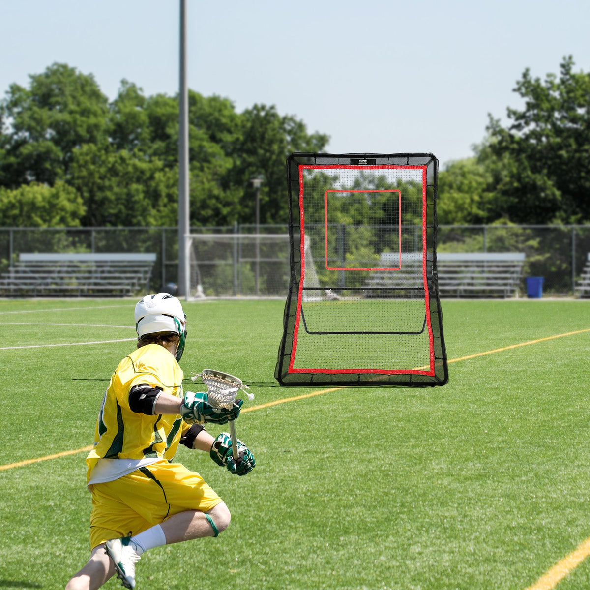 VEVOR Lacrosse Rebounder for Backyard, 5x7 Ft Volleyball Bounce Back Net, Pitchback Throwback Baseball Softball Return Training Screen, Adjustable Angle Shooting Practice Training Wall with Target