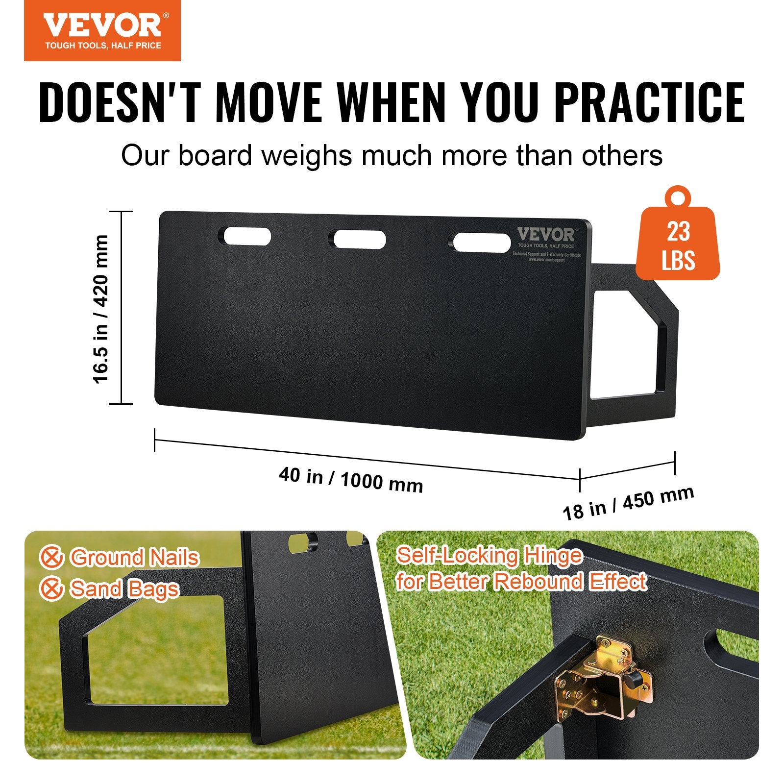 VEVOR Soccer Rebounder Board, 100x40 cm Portable Soccer Wall with 2 Angles Rebound, Foldable HDPE Kickback Rebound Board, Soccer Training Equipment for Kids and Adults, Passing & Shooting Practice
