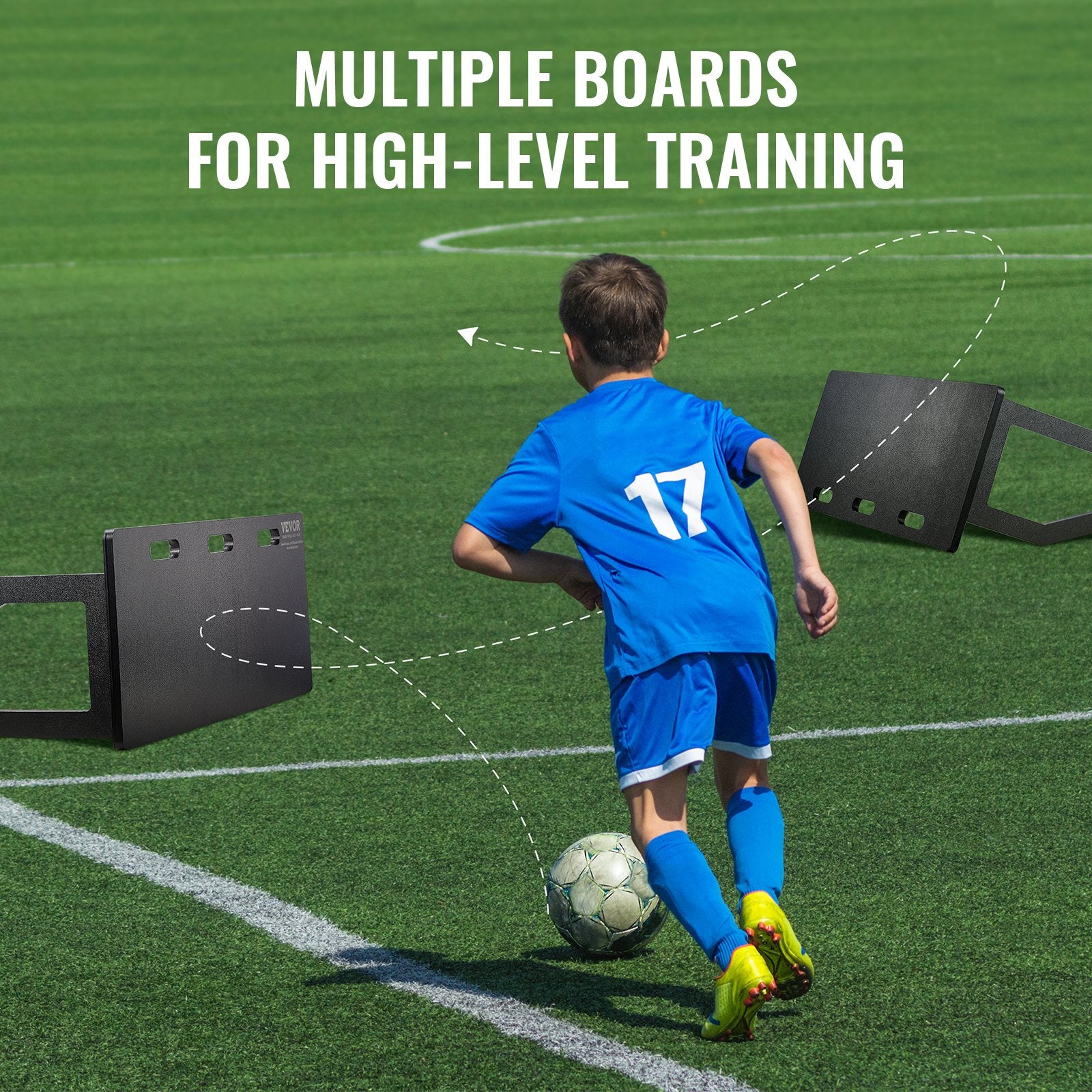VEVOR Soccer Rebounder Board, 100x40 cm Portable Soccer Wall with 2 Angles Rebound, Foldable HDPE Kickback Rebound Board, Soccer Training Equipment for Kids and Adults, Passing & Shooting Practice