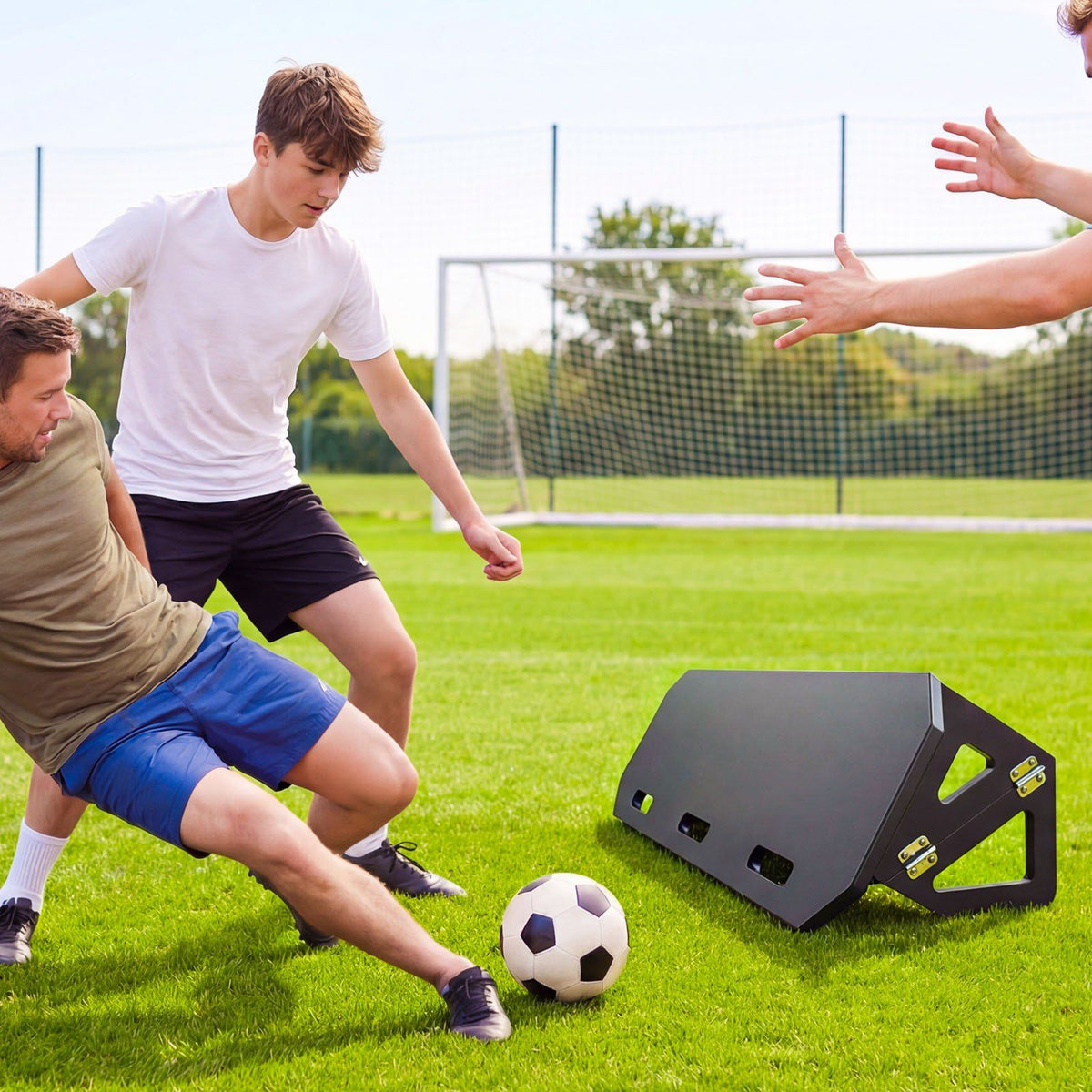 Soccer Rebounder Board, 1000 x 300 mm Portable Soccer Rebound Wall, HDPE Sports Kick Back Trainer, 3 Adjustable Angles, Easy Setup Ball Practice Training Equipment for Passing & Reaction Skills