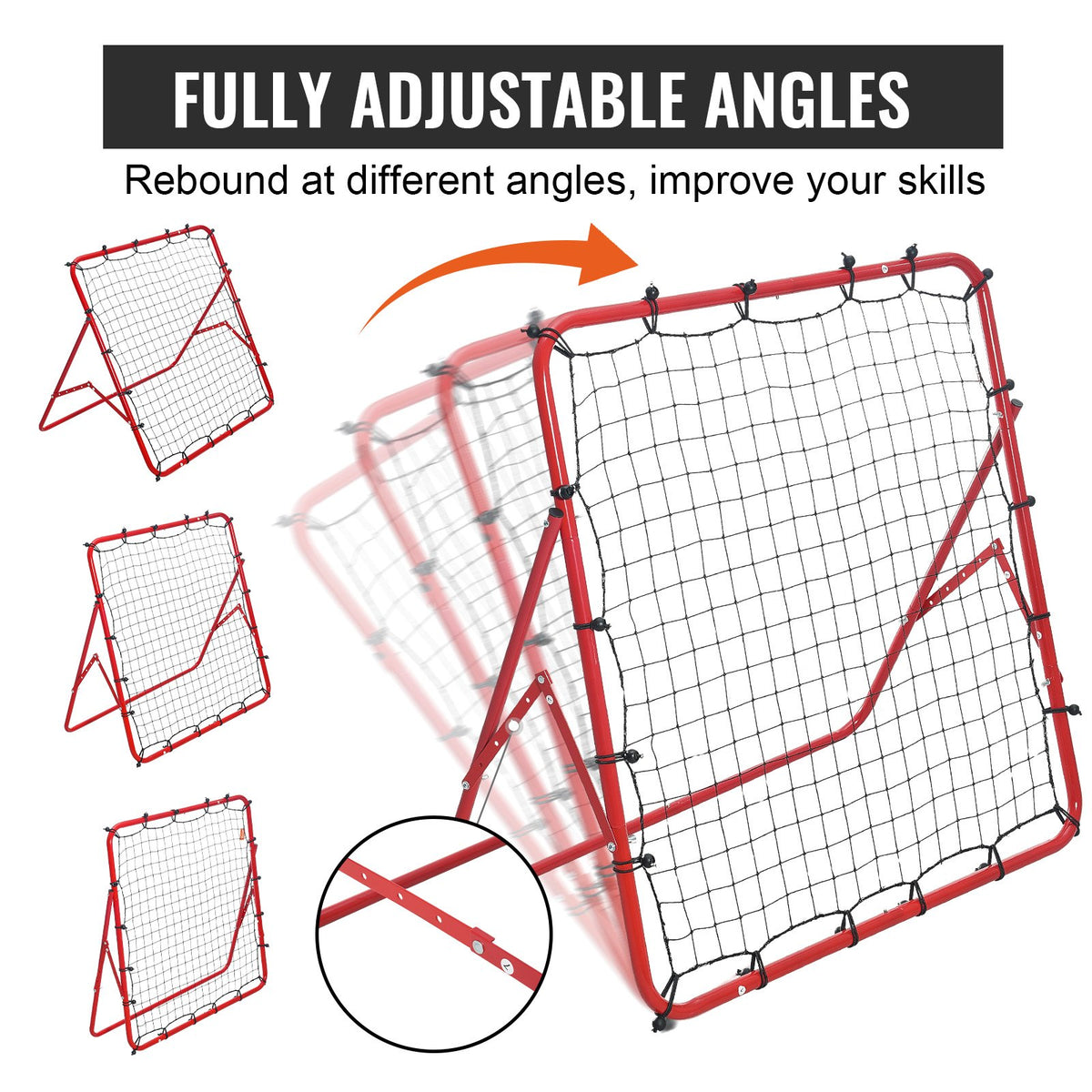VEVOR Soccer Rebounder Rebound Net, Kick-Back 100x100 cm, Portable Football Training Gifts, Fully Adjustable Angles Goal Net, Aids & Equipment for Kids Teens & All Ages, Easy Set Up & Perfect Storage