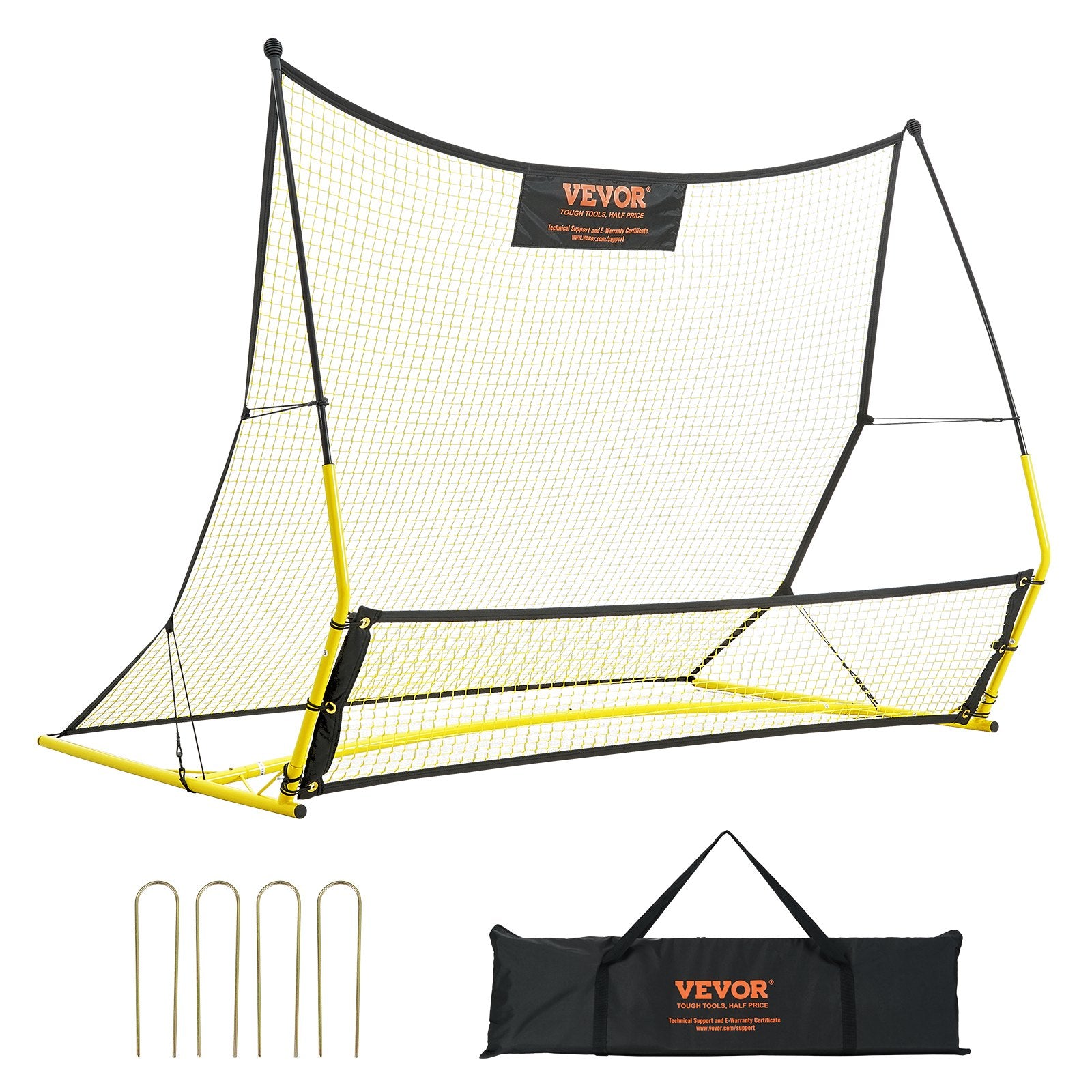 VEVOR Soccer Trainer, 2-IN-1 Portable Soccer Rebounder Net, Iron Soccer Practice Equipment, Sports Football Rebounder Wall with Portable Bag, Perfect for Team Solo Training, Passing, Volley
