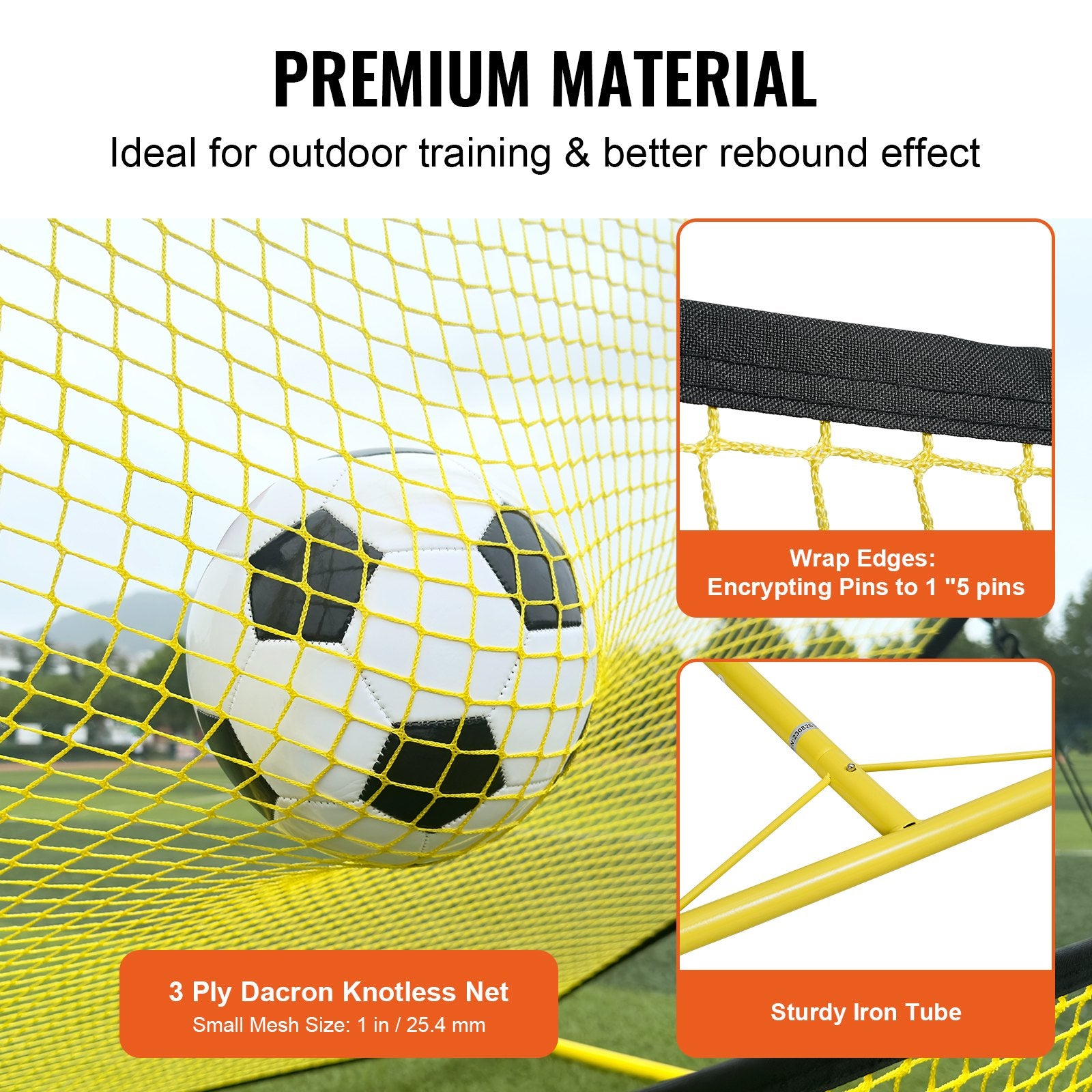 VEVOR Soccer Trainer, 2-IN-1 Portable Soccer Rebounder Net, Iron Soccer Practice Equipment, Sports Football Rebounder Wall with Portable Bag, Perfect for Team Solo Training, Passing, Volley