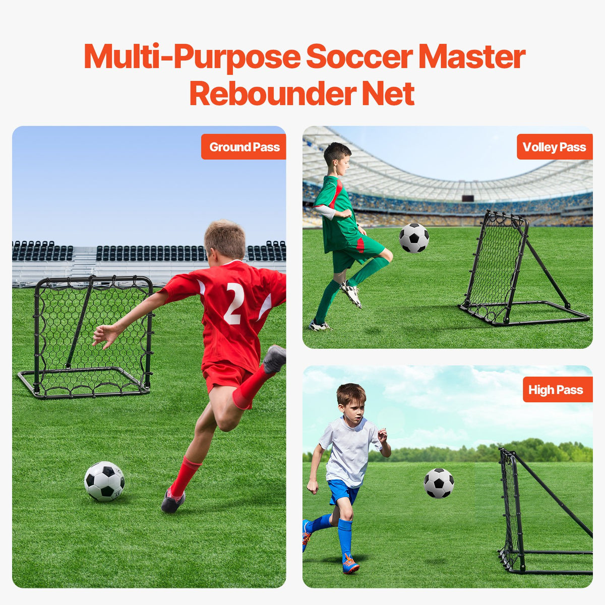 VEVOR 34"x34" Soccer Rebounder Net Kick-Back Portable Football Training Gifts