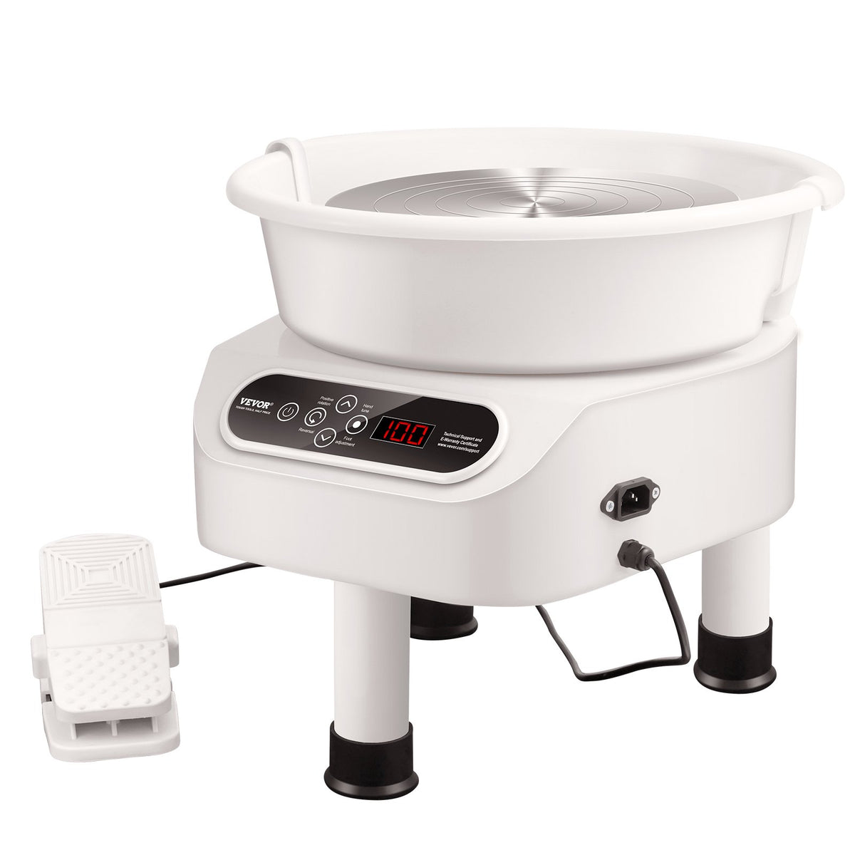 VEVOR Pottery Wheel, 11 inch Pottery Forming Machine, 450W Electric Wheel for Pottery with Foot Pedal and LCD Touch Screen, Direct Drive Ceramic Wheel with 3 Support Legs for DIY Art Craft, White