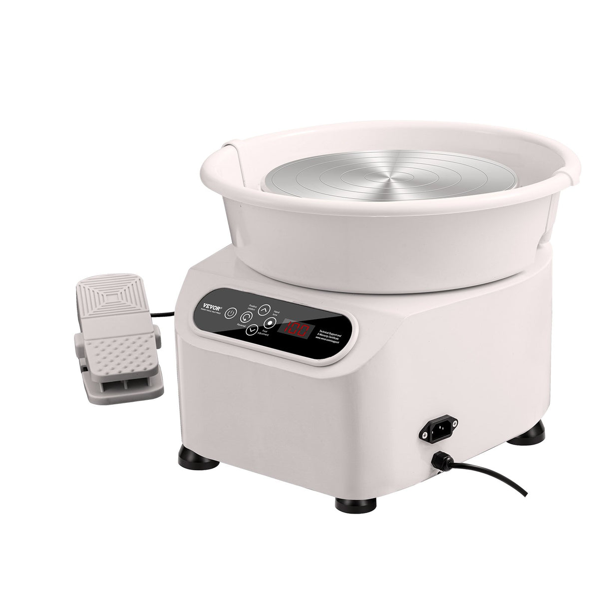 VEVOR Pottery Wheel, 11 inch Pottery Forming Machine, 350W Electric Wheel for Pottery with Foot Pedal and LCD Touch Screen, Direct Drive Ceramic Wheel with Shaping Tools for DIY Art Craft, White