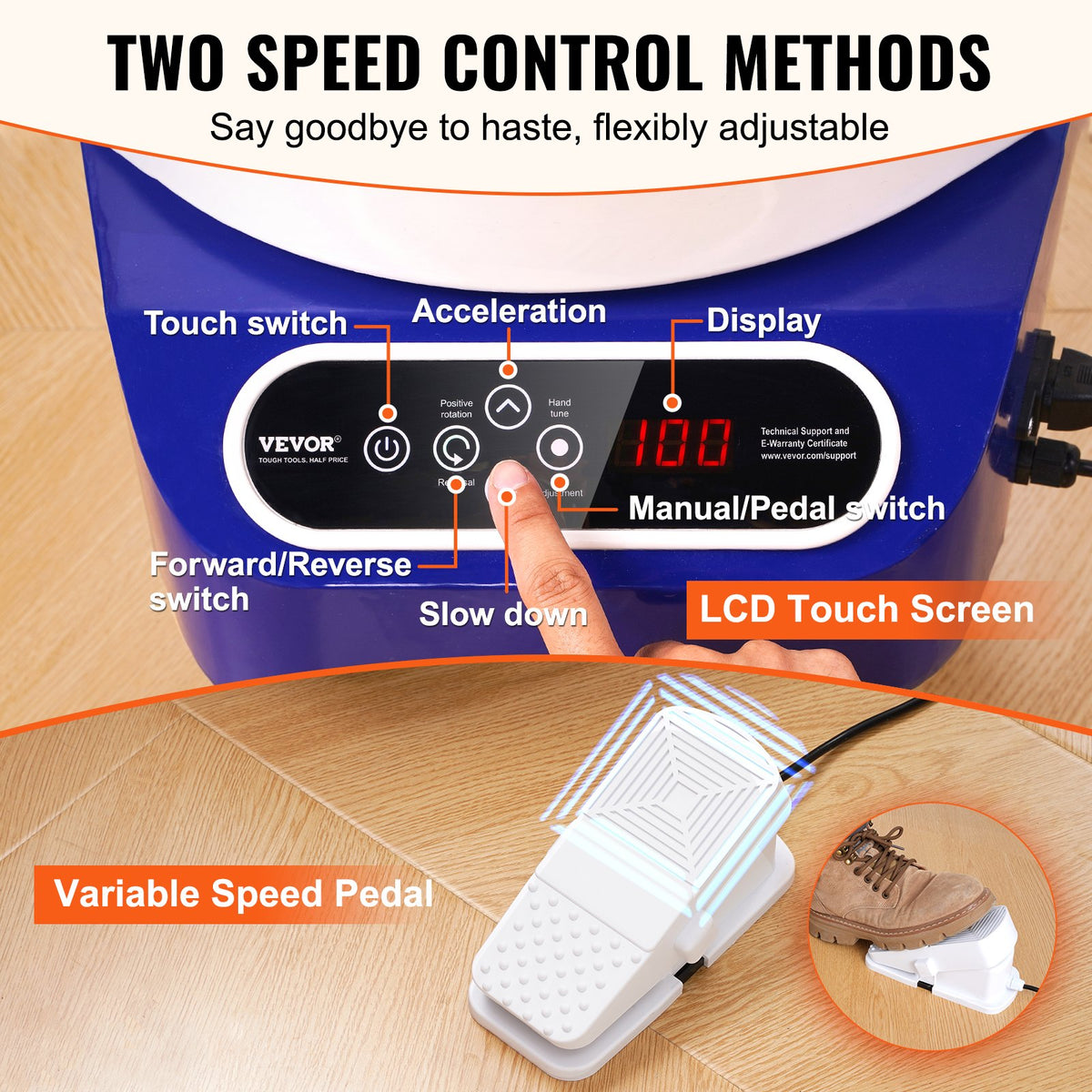 VEVOR Pottery Wheel, 11 inch Pottery Forming Machine, 350W Electric Wheel for Pottery with Foot Pedal and LCD Touch Screen, Direct Drive Ceramic Wheel with Shaping Tools for DIY Art Craft, Blue