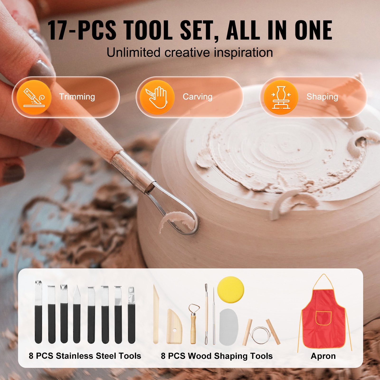 VEVOR Pottery Wheel, 11 inch Pottery Forming Machine, 450W Electric Wheel for Pottery with Foot Pedal and LCD Touch Screen, Direct Drive Ceramic Wheel with Shaping Tools for DIY Art Craft, White