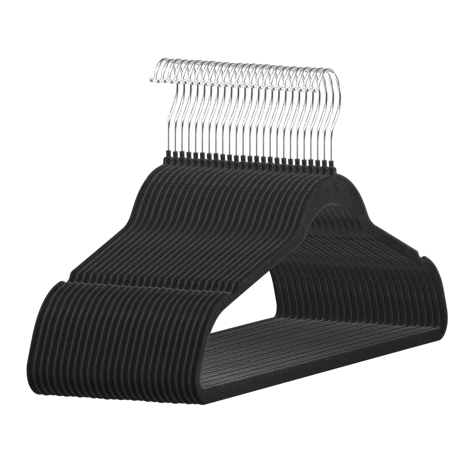 VEVOR Velvet Hangers 50 Pack Black Non-Slip Hangers with 360 Degree Swivel Hook