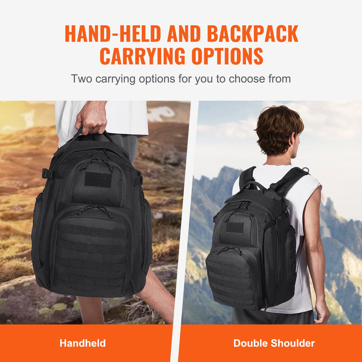 VEVOR Tactical Backpack 40L Military Backpack with Molle Mode & Sponge Pad Black