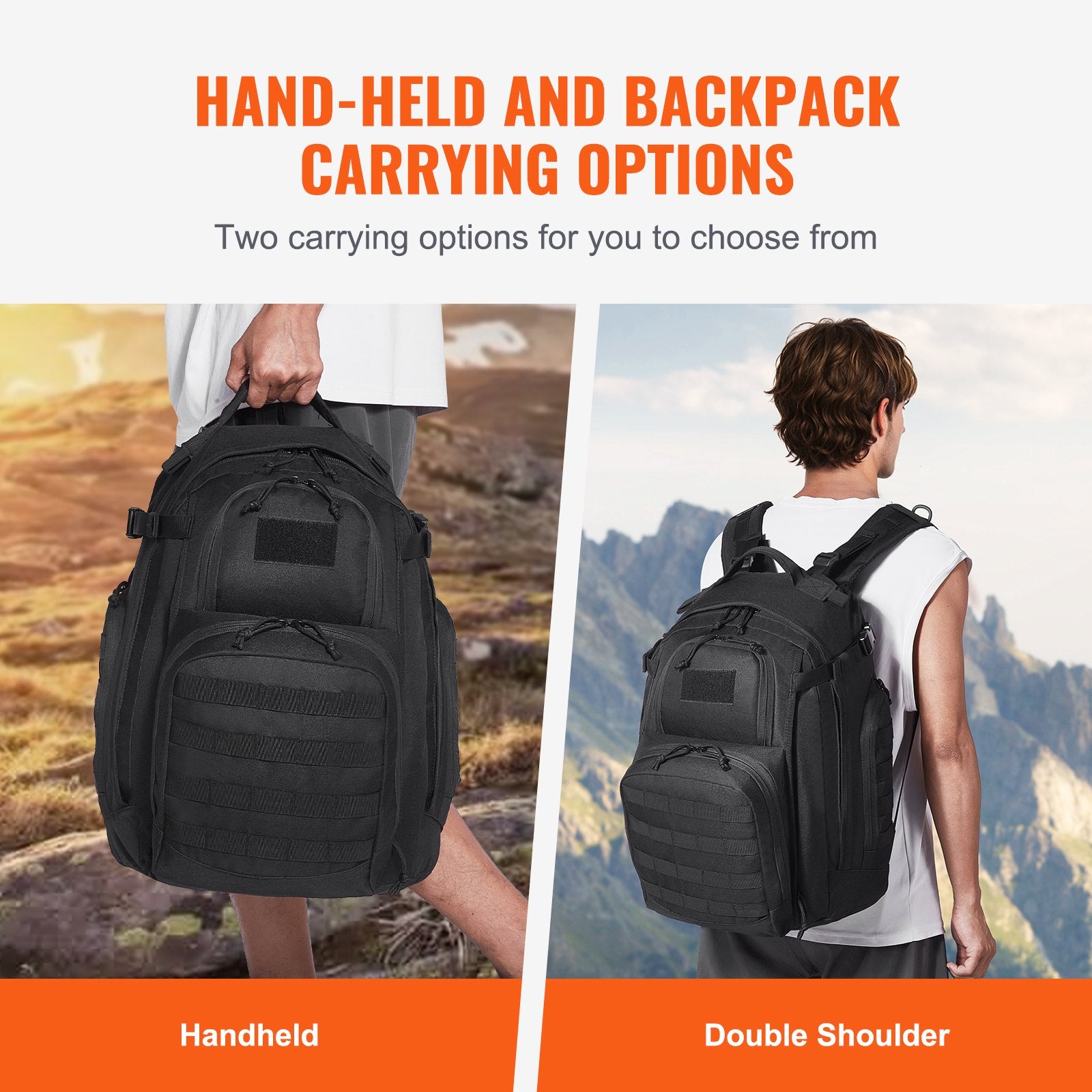 VEVOR Tactical Backpack 40L Military Backpack with Molle Mode & Sponge Pad Black