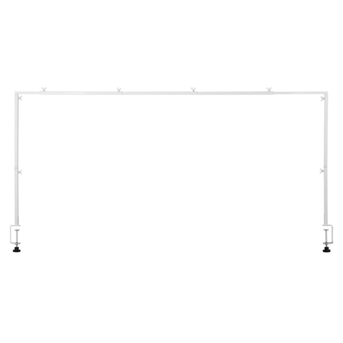 Over The Table Rod Stand with Clamps, 13"-42'' Tall & 28"-98" Length Adjustable, Metal Table Arch Stand, Tabletop Balloon Arch Frame for Wedding Birthday Party Christmas Decorations, White