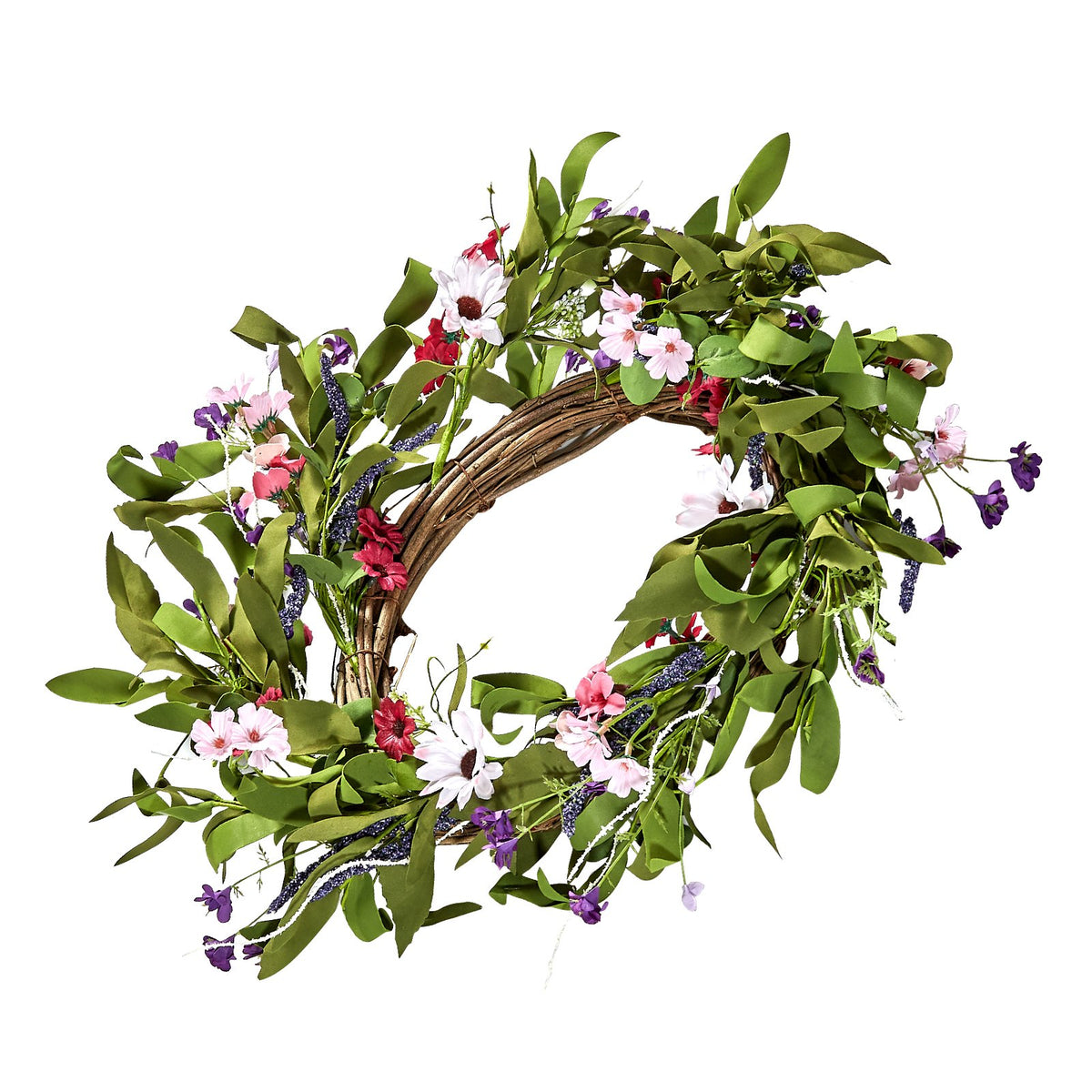 VEVOR Artificial Decorative Wreath 55.88 cm Pink Green with Daisies Year Round