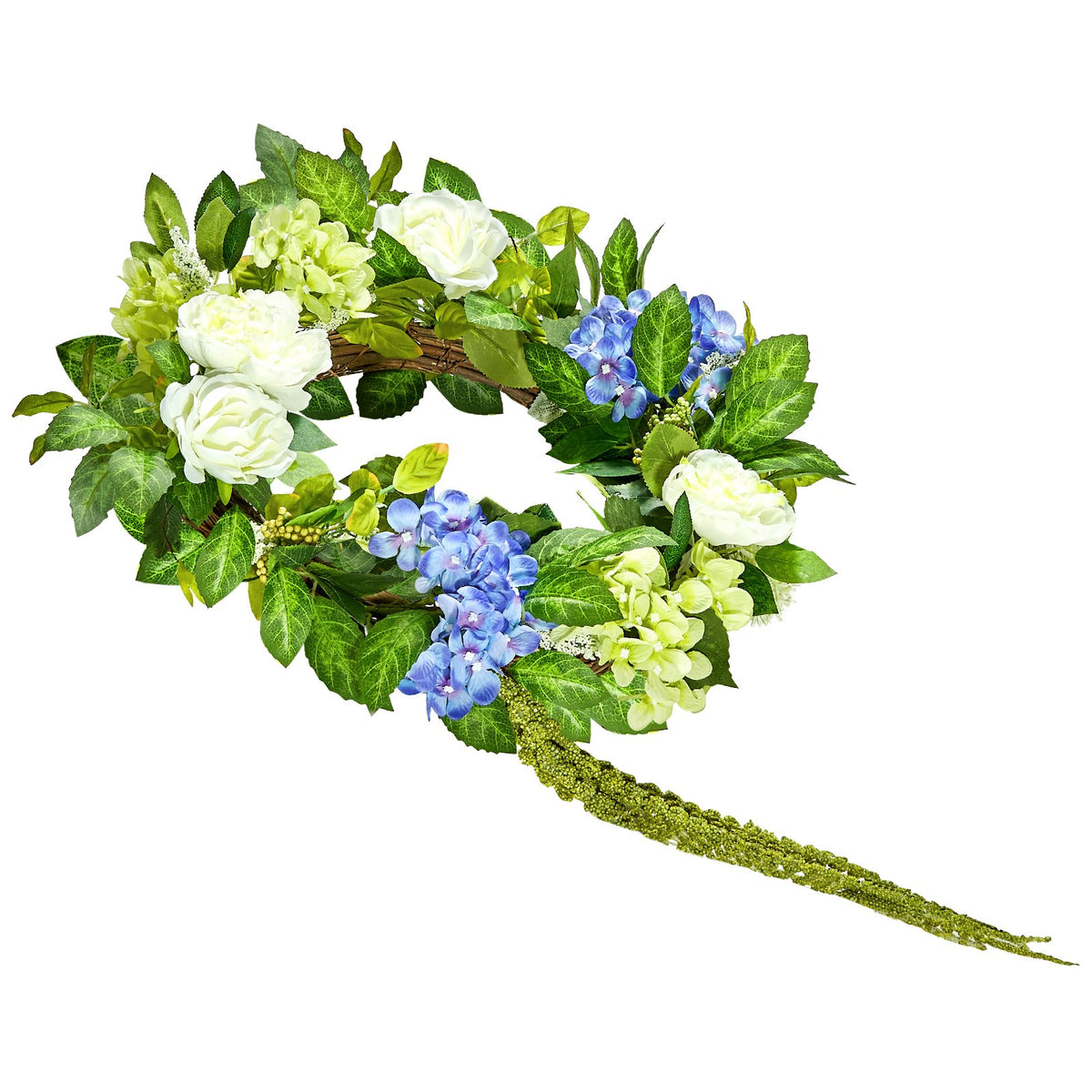 VEVOR Artificial Decorative Wreath 58.42 cm Blue White Green Hydrangeas Roses