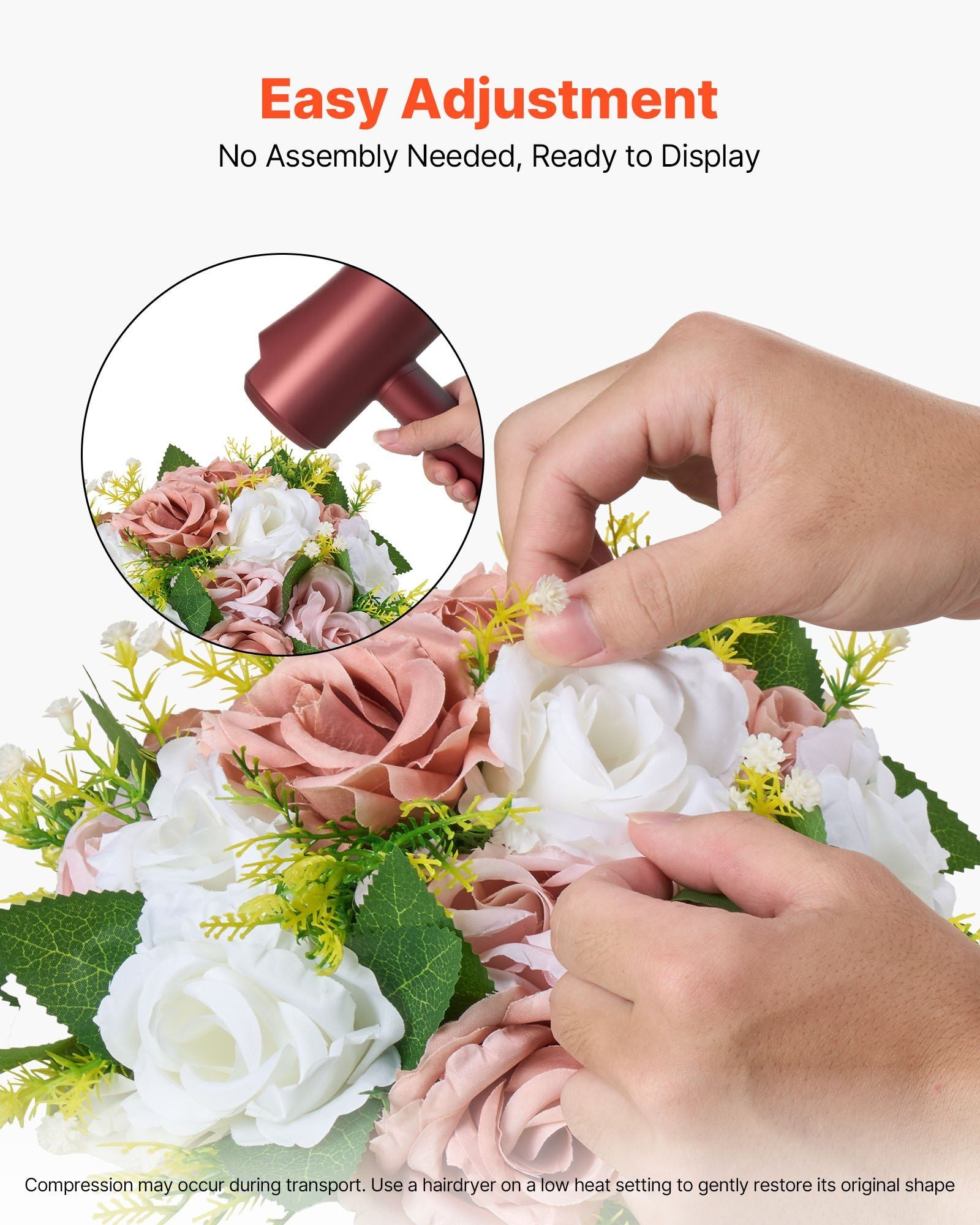 Flower Ball Arrangement Bouquet 10PCS, 240 mm Diameter Artificial Flower Balls Wedding Table Centerpieces, Faux Rose Arrangements for Wedding Centerpiece Home Decoration, Pink and White Roses