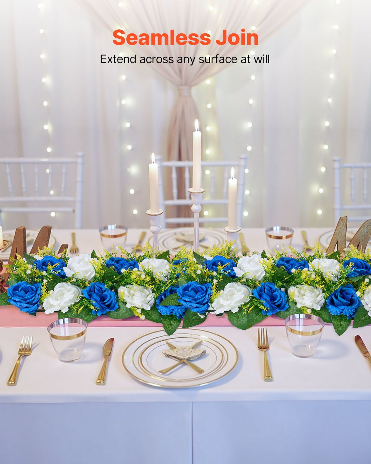 Flower Ball Arrangement Bouquet 10 PCS, 500 x 220 mm Artificial Flower Balls Wedding Table Centerpieces, Faux Rose Arrangements for Wedding Centerpiece Home Decoration, Blue and White Roses