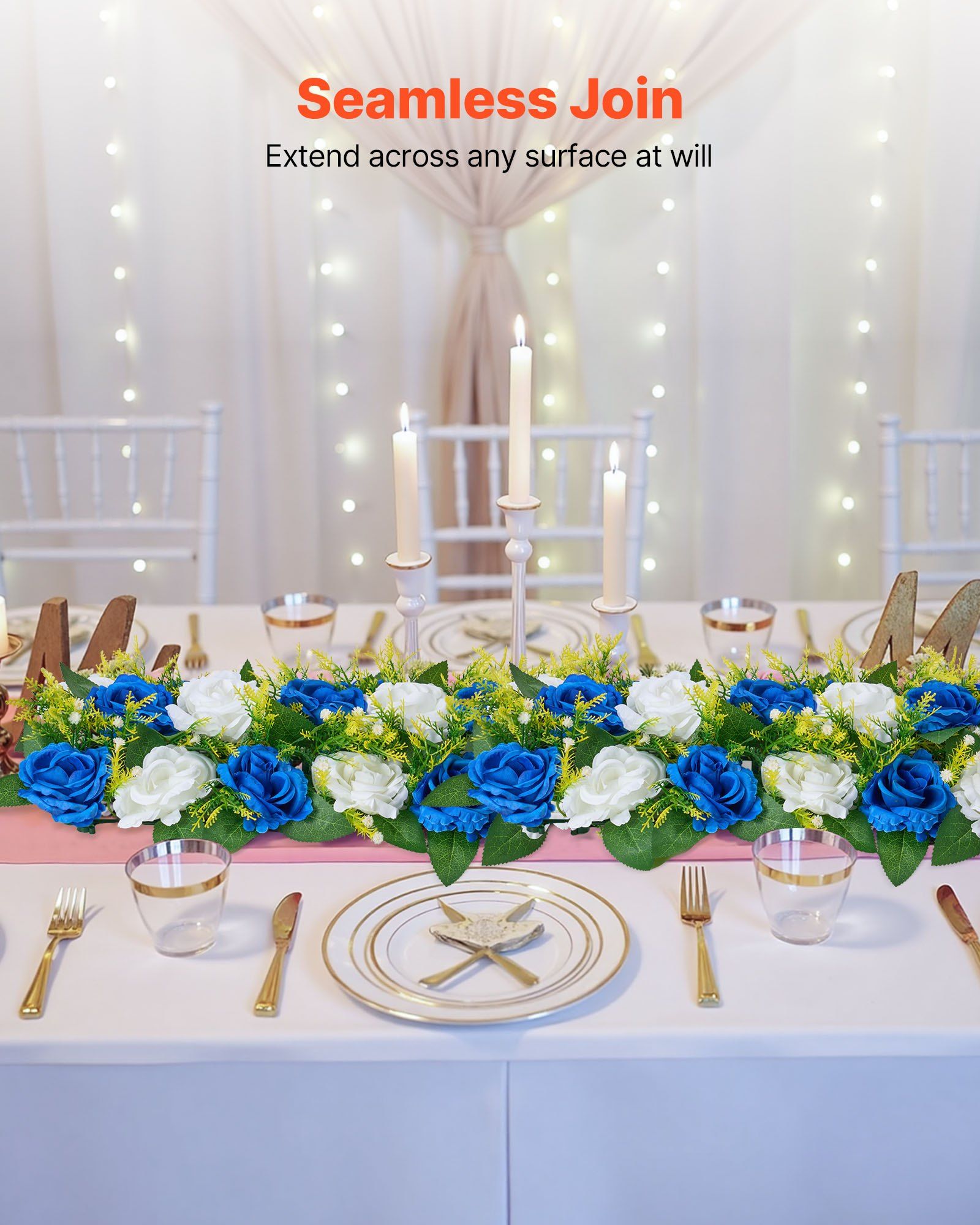 Flower Ball Arrangement Bouquet 10 PCS, 500 x 220 mm Artificial Flower Balls Wedding Table Centerpieces, Faux Rose Arrangements for Wedding Centerpiece Home Decoration, Blue and White Roses