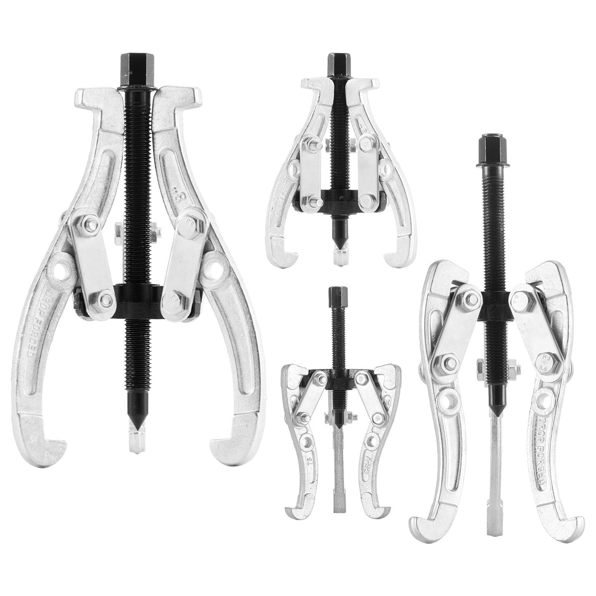 VEVOR Gear Puller Set, 76.2 mm/101.6 mm/152.4 mm/203.2 mm 3 Jaw Bearing Puller with Reversible Jaws, 2 Jaw/3 Jaw Pulley Puller, 4 PCS Bearing Puller Tool Kit for Pulley Gear Bearing Flywheel Removal