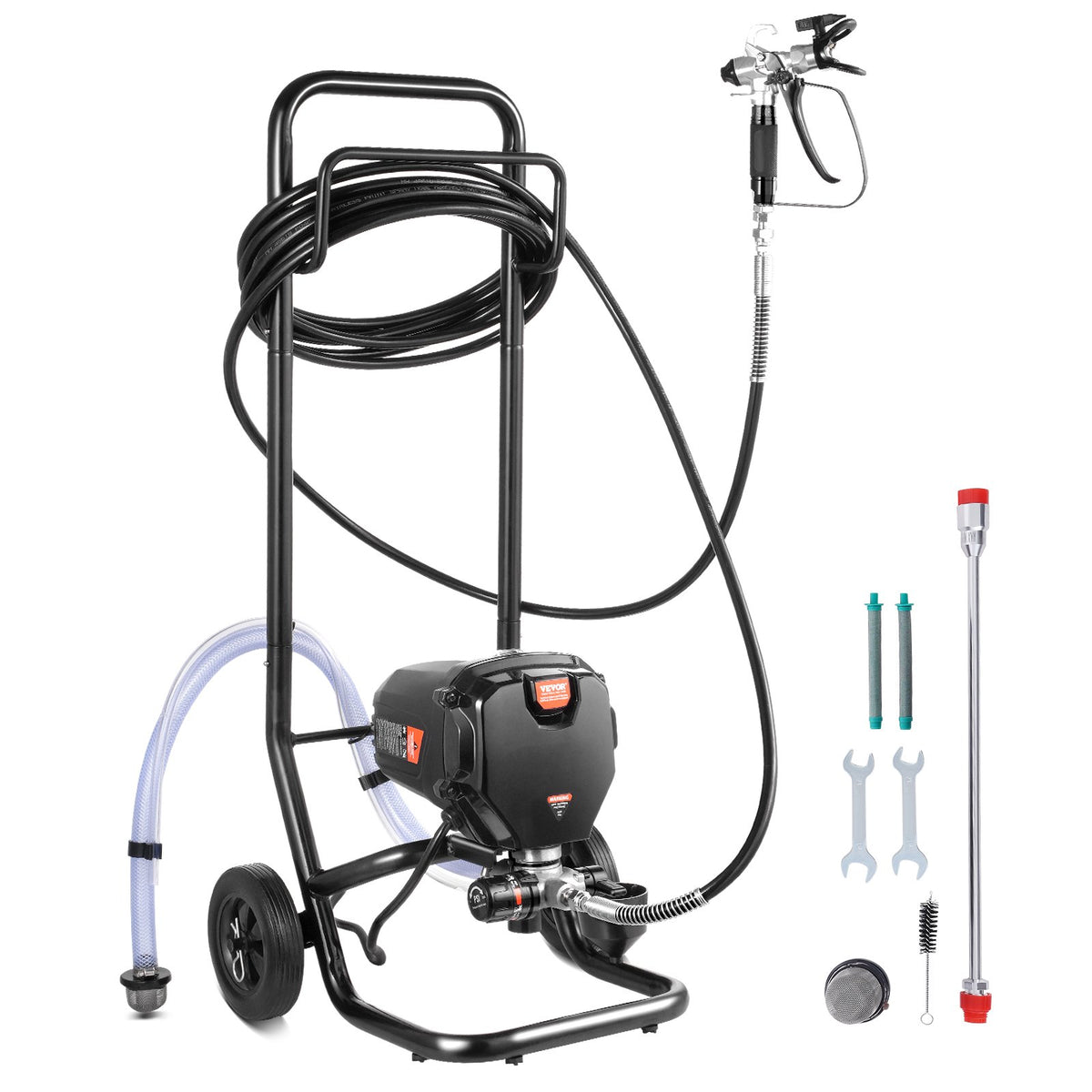 VEVOR Stand Airless Paint Sprayer, 750W 3000PSI High Efficiency Electric Airless Sprayer With Cart, Fine And Even Painting Effect, Paint Sprayers for Home Interior and Exterior Furniture and Fences