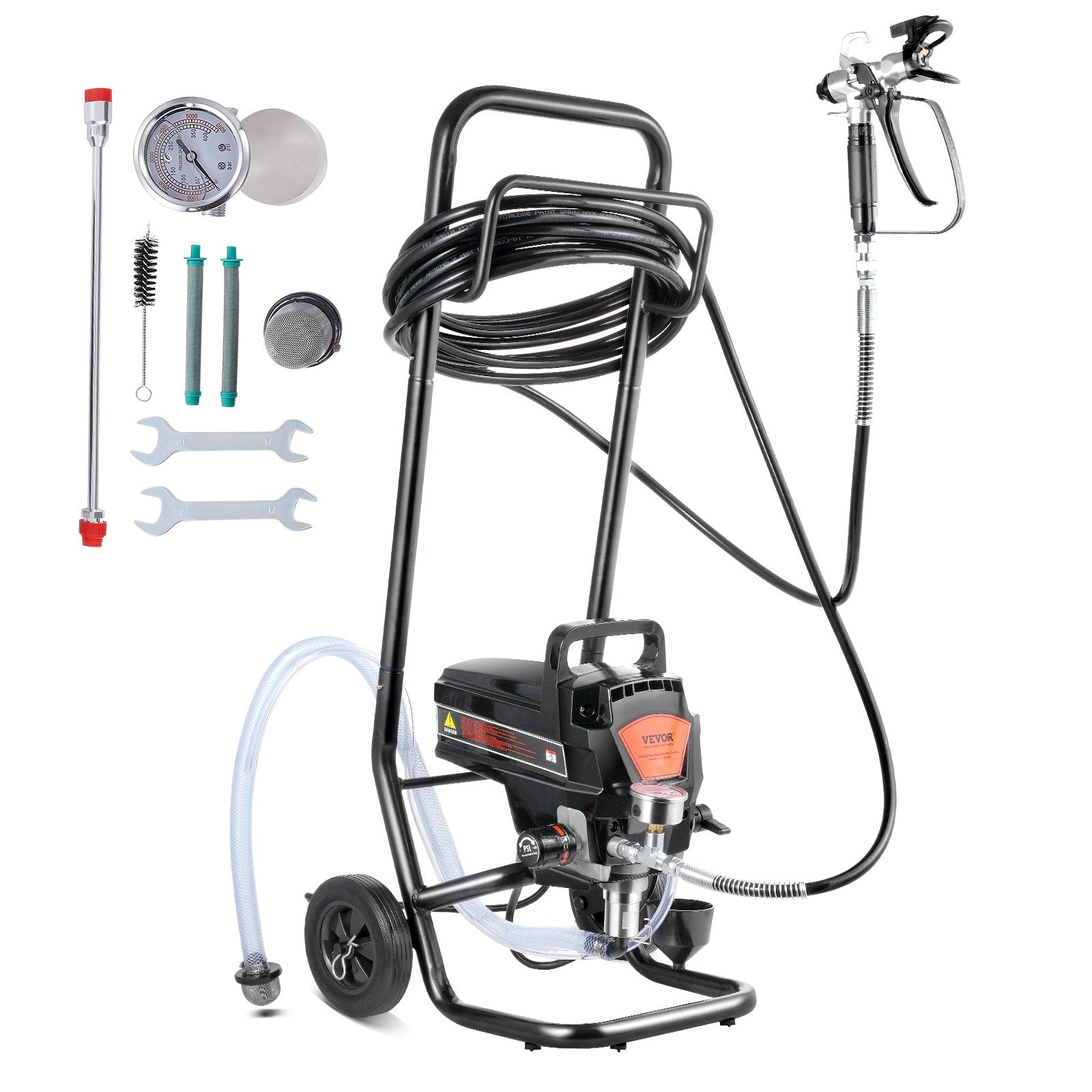 VEVOR Stand Airless Paint Sprayer, 950W 3000PSI High Efficiency Electric Airless Sprayer With Cart, Fine And Even Painting Effect, Paint Sprayers for Home Interior and Exterior Furniture and Fences