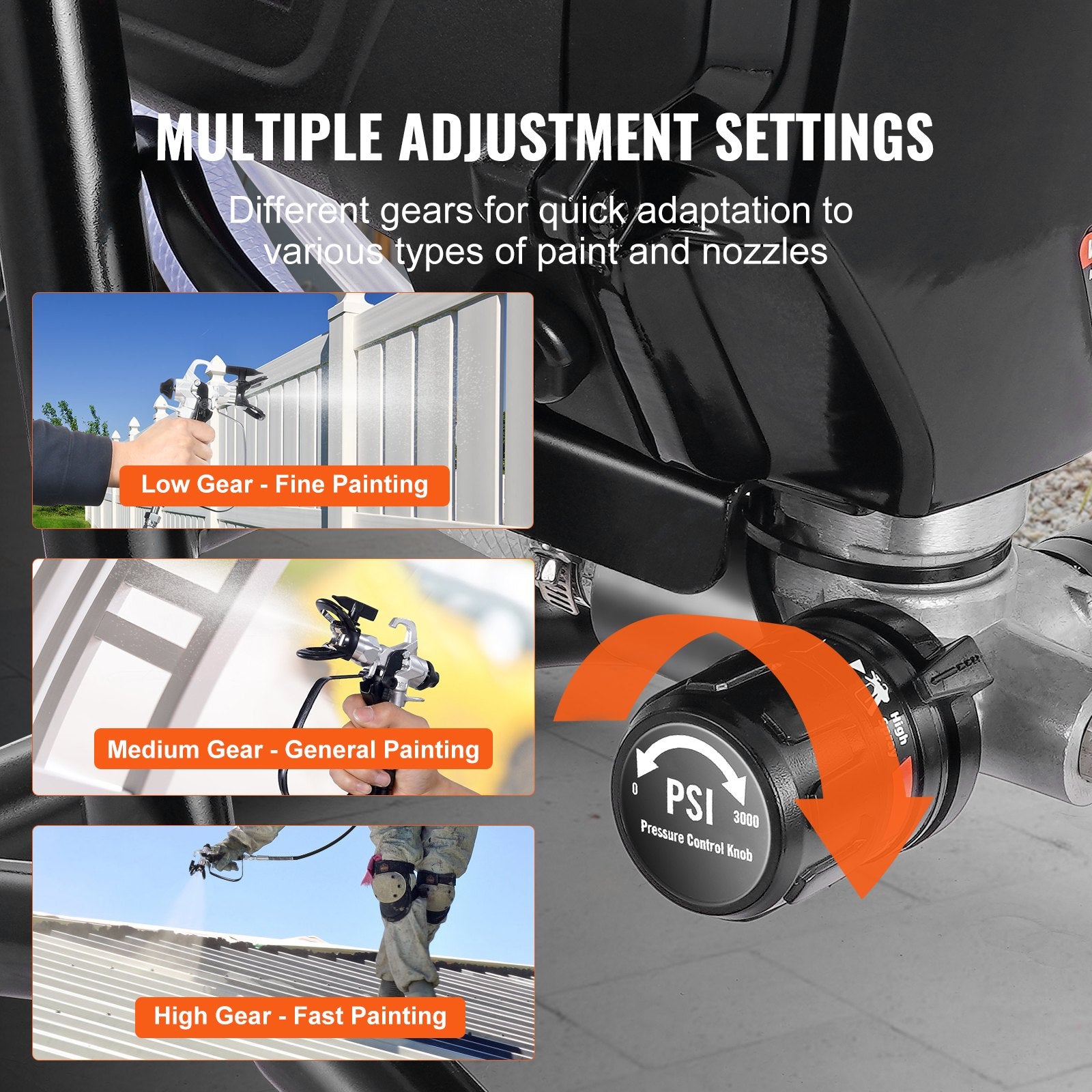 VEVOR Stand Airless Paint Sprayer, 750W 3000PSI High Efficiency Electric Airless Sprayer, Fine And Even Painting Effect, Handheld Paint Sprayers for Home Interior and Exterior Furniture and Fences