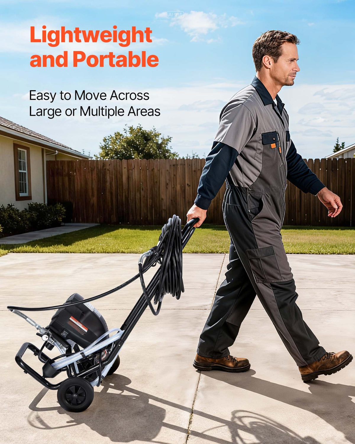 VEVOR Stand Airless Paint Sprayer, 650W, 3000PSI High Pressure Airless Sprayer with Cart, Cleaning Brush, Hose, Extension Rod, Nozzles, Electric Spray Paint Machine for House Exterior and Interior