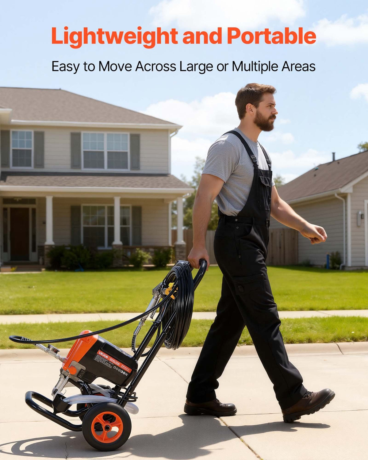 Stand Airless Paint Sprayer, 950W, 3300PSI High Pressure Airless Sprayer with Cart, Cleaning Brush, Hose, Extension Rod, Nozzles, Electric Spray Paint Machine for Interior or Exterior of House