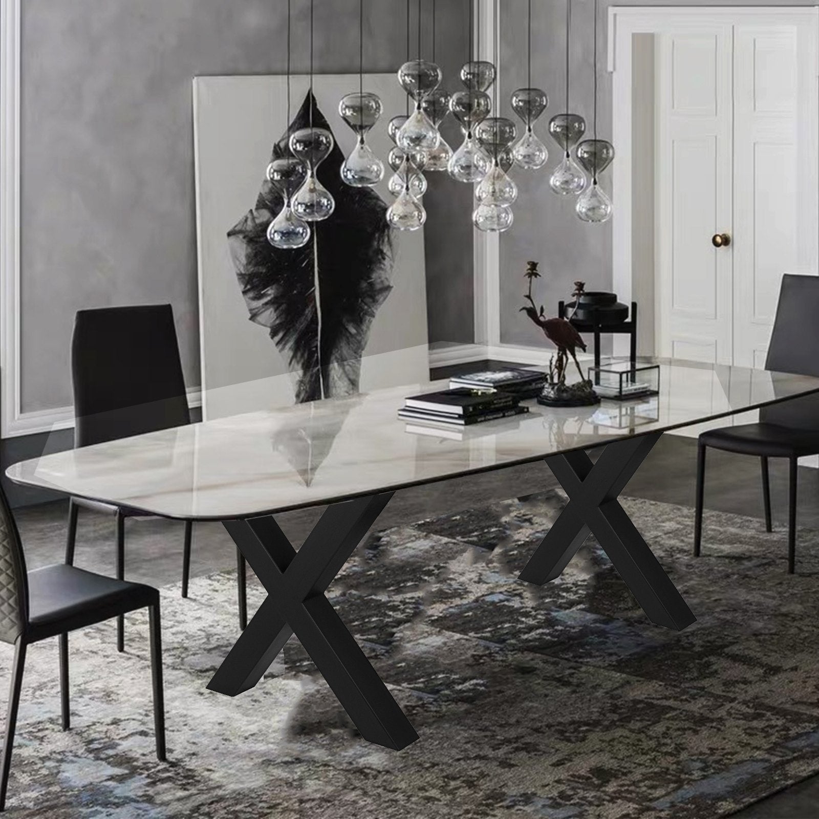 VEVOR Metal Table Legs 28.4 x 29.9 Inch Black Table Legs Premium steel table legs with X-frame style Steel Bench Legs Country Style Table Legs Furniture Leg Perfect for Coffee Store Home Office Bar