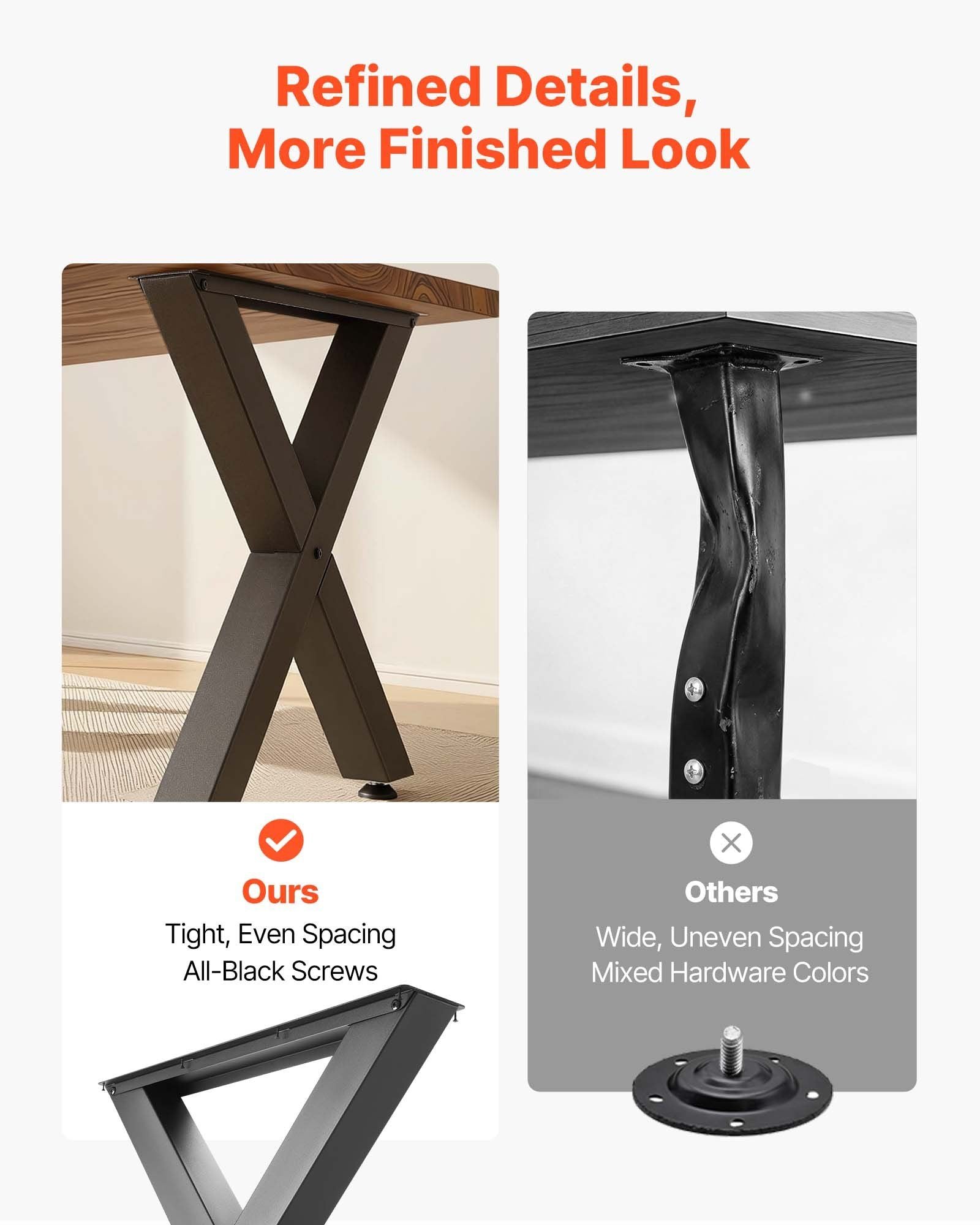 Table Legs, 750 x 760 mm (HxW) W Steel Furniture Legs, Modular Design, Easy Assembly, 1000 kg Max Load Heavy Duty, for Home Office Desk, Coffee Dinner Bar Tables, Workbench,2 PCS, X Frame, Black