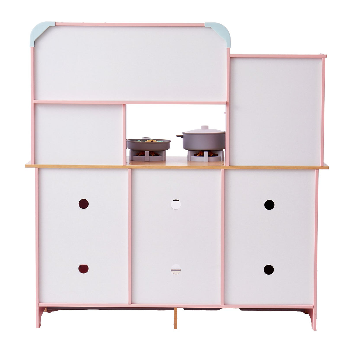 VEVOR Kitchen Playset Kids Pretend Cooking Play Toy 24 Piece Accessories Pink