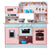 VEVOR Kitchen Playset Kids Pretend Cooking Play Toy 24 Piece Accessories Pink