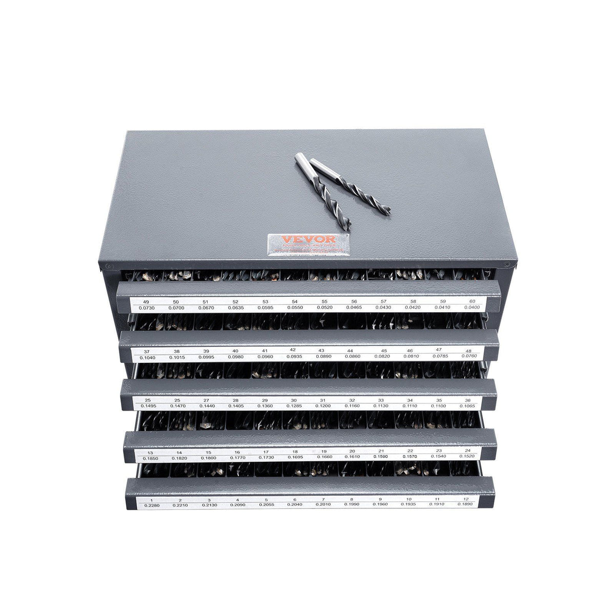 Drill Bit Dispenser Cabinet, Five-Drawer Drill Bit Organizer Cabinet for #1 to #60 Steel Drill Dispenser Organizer Cabinet with Labels, Stackable Drill Dispenser for Drill Bit Storage