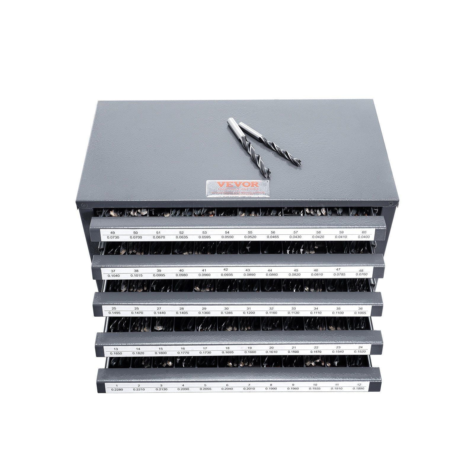 Drill Bit Dispenser Cabinet, Five-Drawer Drill Bit Organizer Cabinet for #1 to #60 Steel Drill Dispenser Organizer Cabinet with Labels, Stackable Drill Dispenser for Drill Bit Storage