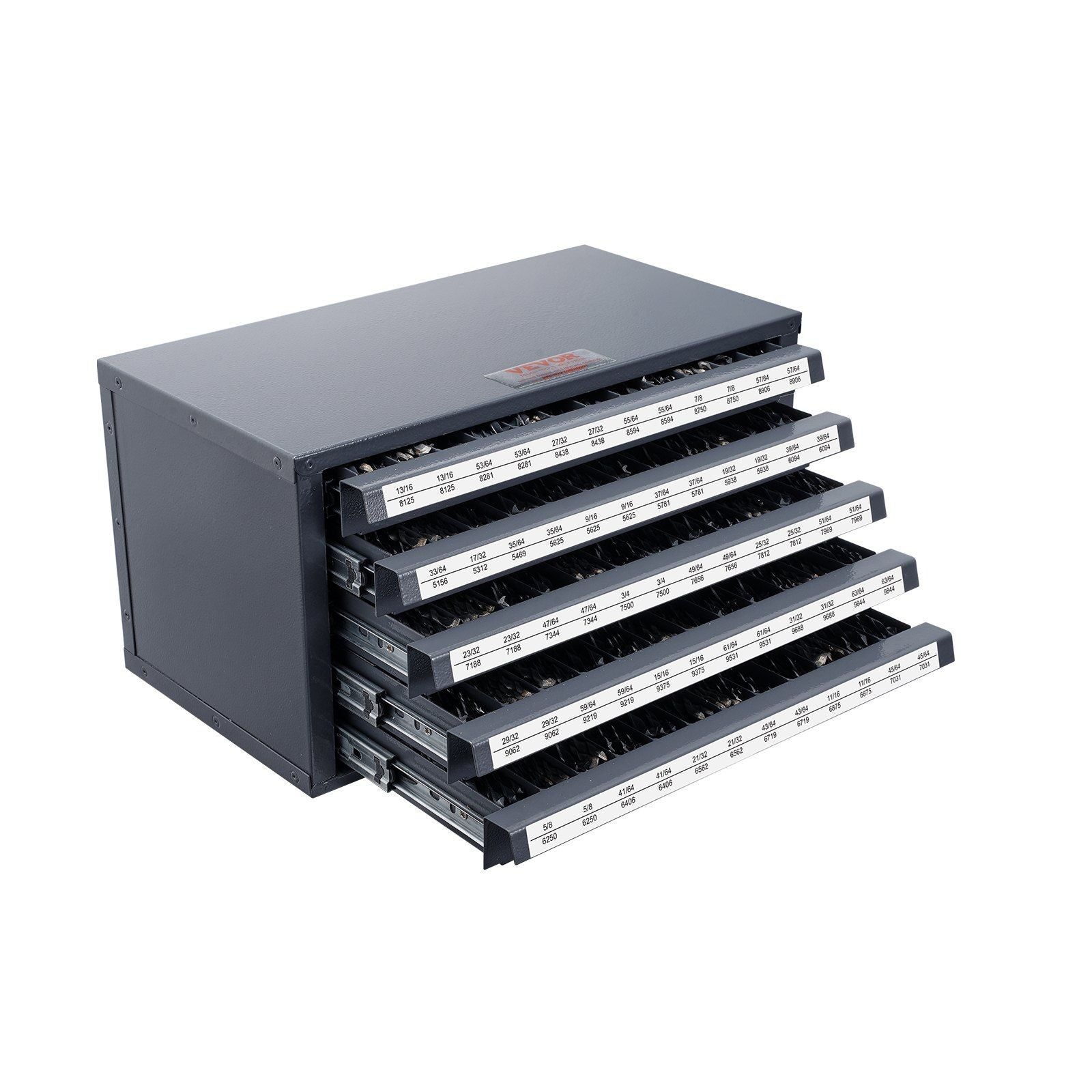 Drill Bit Dispenser Cabinet, Five-Drawer Drill Bit Organizer Cabinet for 33/64" to 63/64" Steel Drill Dispenser Organizer Cabinet with Labels, Stackable Drill Dispenser for Drill Bit Storage