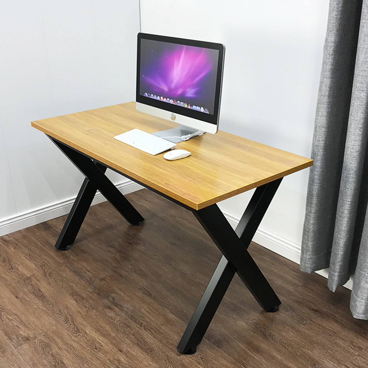 VEVOR Set of 2 Steel Table Legs, 28\'\'Height 24\'\'Wide Dining Table Legs, Heavy Duty 3.1\" Square Box Section X Frame Table Legs, 28x24x3.1 Inch Black Color Industrial Country Style Metal Dining Leg