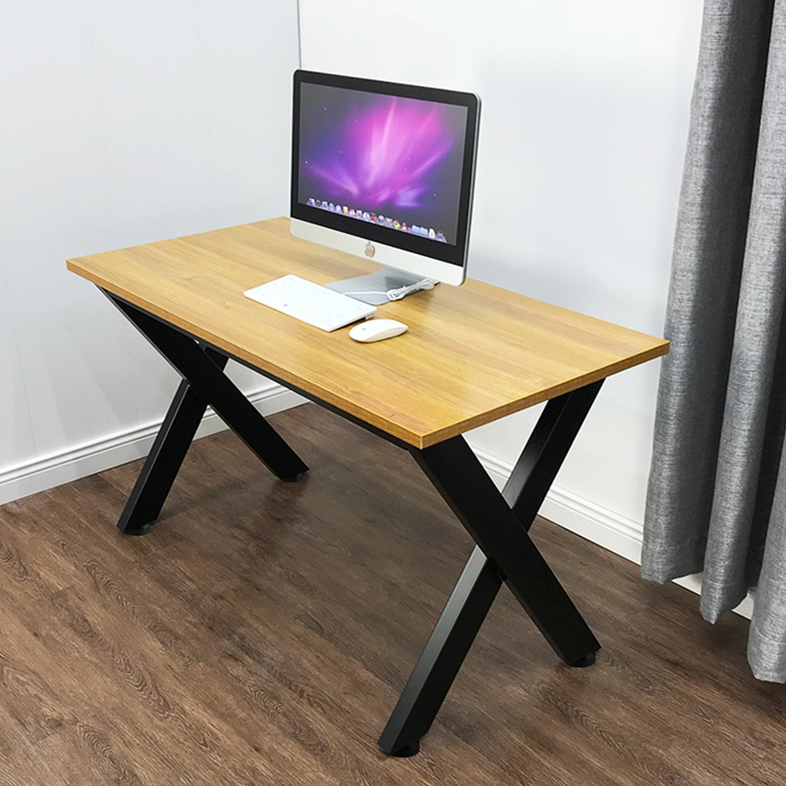 VEVOR Set of 2 Steel Table Legs, 28\'\'Height 24\'\'Wide Dining Table Legs, Heavy Duty 3.1\" Square Box Section X Frame Table Legs, 28x24x3.1 Inch Black Color Industrial Country Style Metal Dining Leg