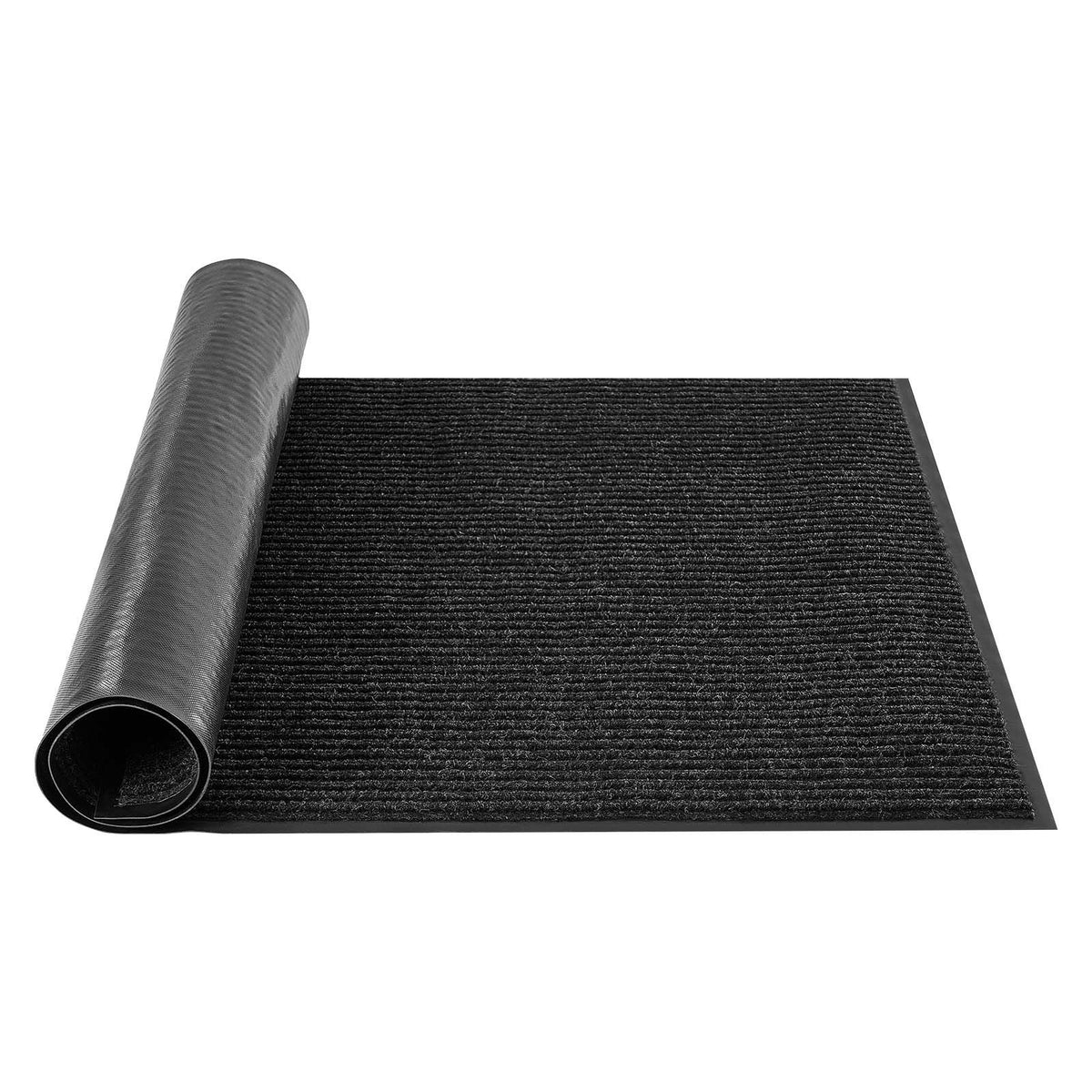 Front Door Mat, 2438 x 1219 mm Commercial Floor Mat for Indoor and Outdoor, Stylish Striped Industrial Carpet with PVC Backing, Heavy Duty Washable Entry Rug for Hallway, Balcony, Garage, Grey