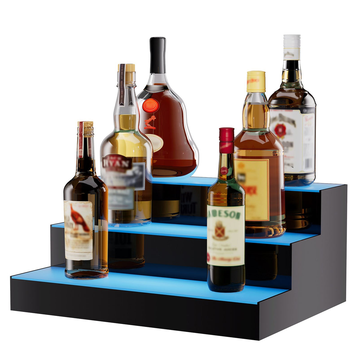 VEVOR LED Lighted Liquor Bottle Display Bar Shelf RF &amp; App Control 406mm 3-Step