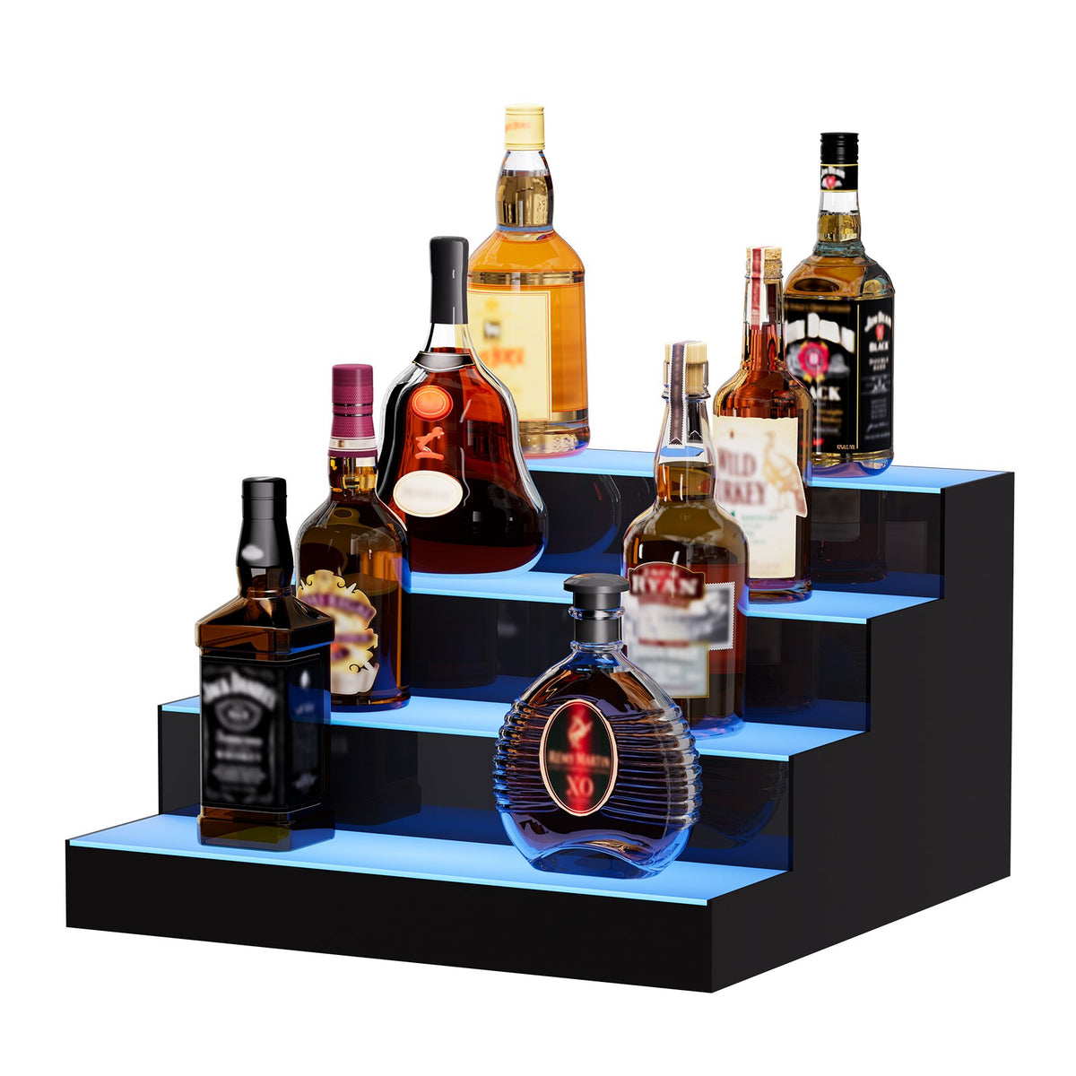 VEVOR LED Lighted Liquor Bottle Display Bar Shelf RF &amp; App Control 406 mm 4-Step