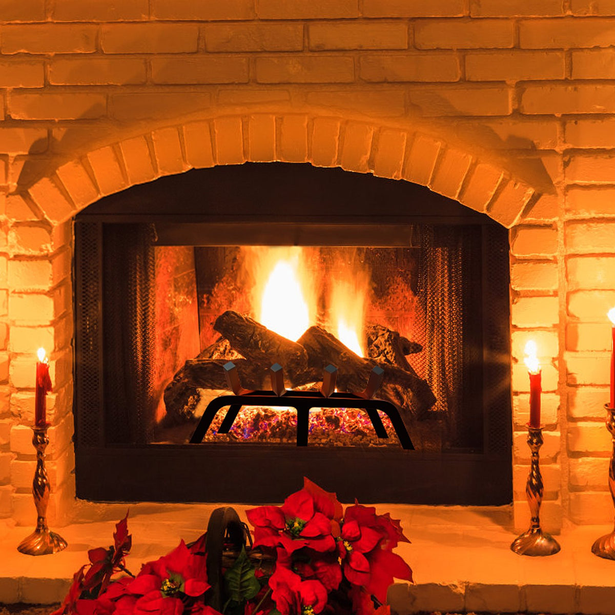 VEVOR Fireplace Log Grate, 18 inch Heavy Duty Fireplace Grate with 6 Support Legs, Solid Powder-coated Steel Bars, Log Firewood Burning Rack Holder for Indoor and Outdoor Fireplace