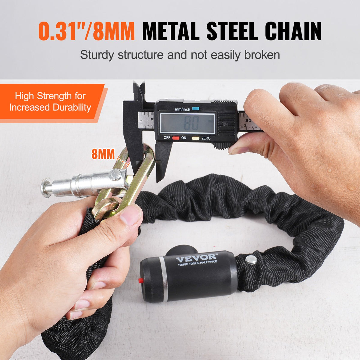 VEVOR Bike Chain Lock, 2.79 Ft Combination Bicycle Chain Lock with 2 Keys, Heavy Duty Anti-Theft High Security Bike Locks, Perfect for Bike, Motorcycle, Scooter, Bicycle, Door, Fence or Gate, 8mm