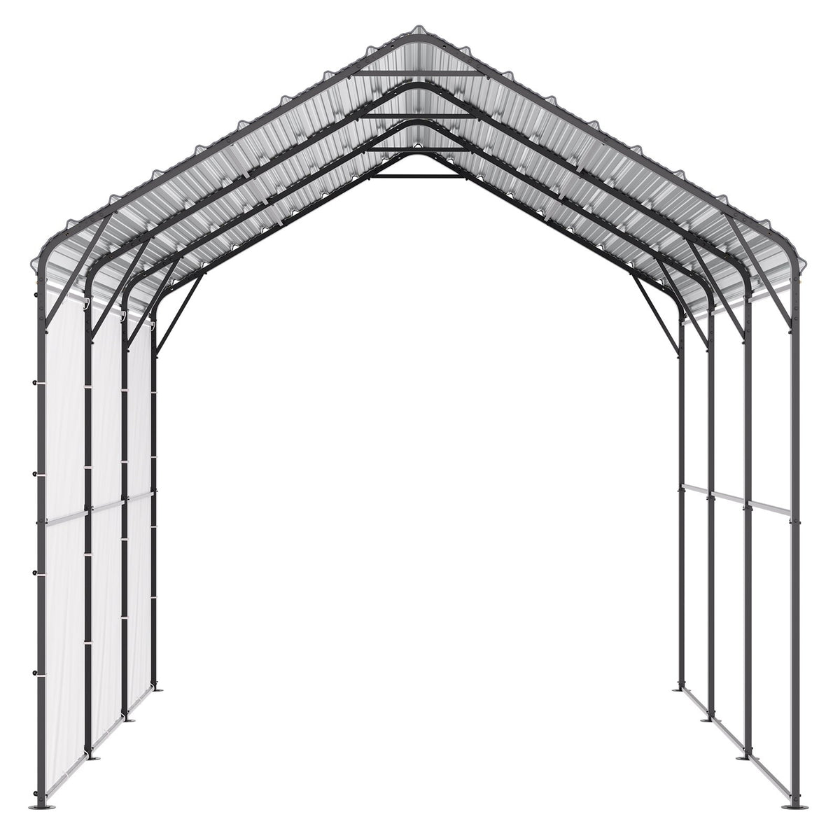 VEVOR Heavy Duty Metal Carport, 10' x 15' Outdoor Carport with Galvanized Steel Frame & Roof, Car Tent Garage Shade with Removable Sidewalls, Multi-Use Car Shelter for Pickup, Boat, Car & Tractors