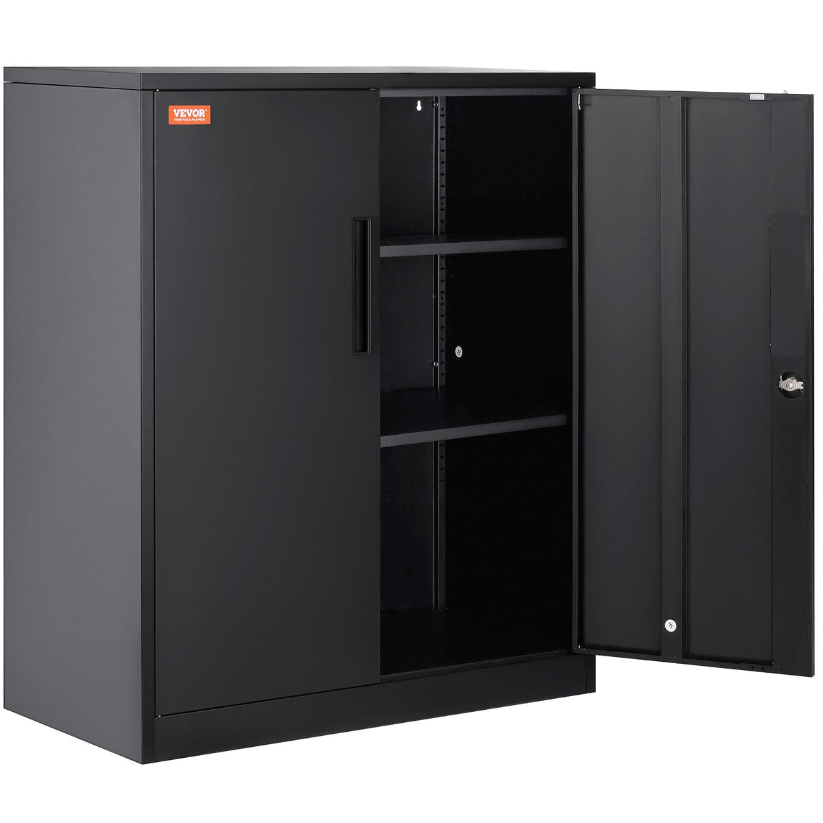 VEVOR Metal Storage Cabinet w/ 3 Keys 2 Adjustable Shelves &amp; Magnetic Door Black