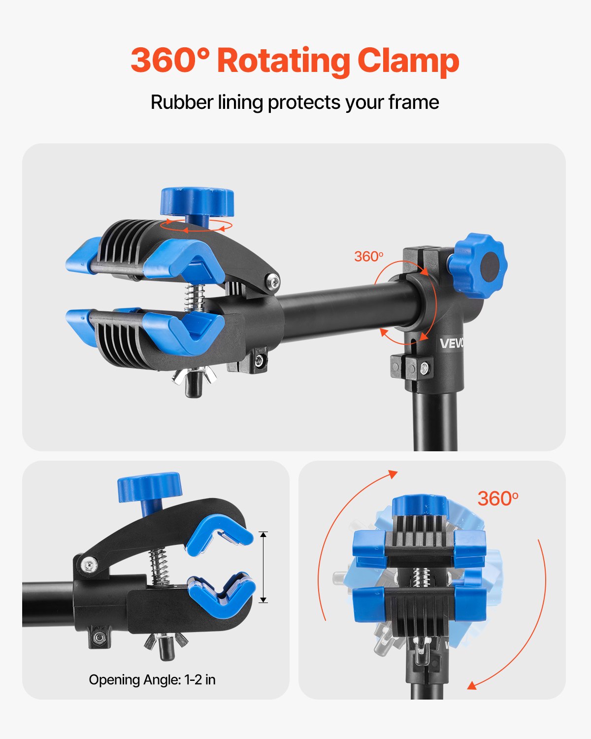 VEVOR Bike Repair Stand, 29.9 kg Heavy-duty Bicycle Work Stand with 835-1440 mm Adjustable Height & Magnetic Tool Tray, Foldable Bicycle Maintenance Rack, Shop Home Mechanics for Mountain & Road Bike
