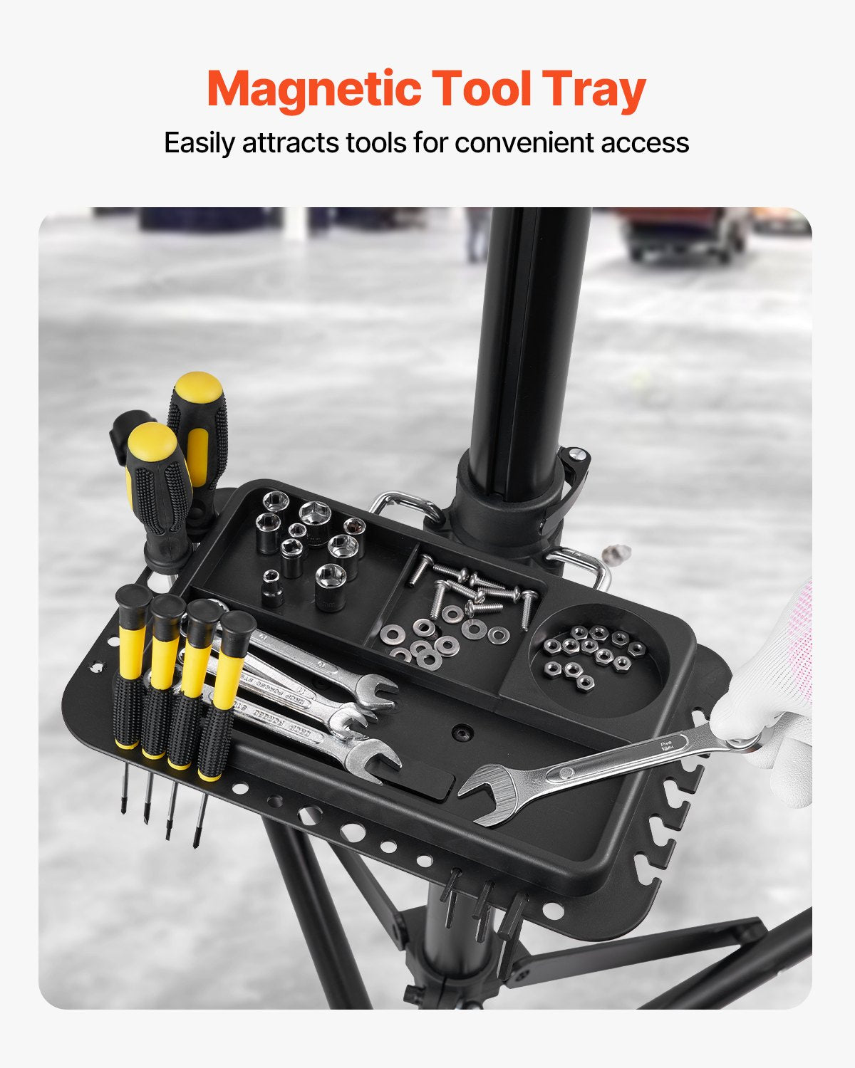 VEVOR Bike Repair Stand, 38.56 kg Heavy-duty Bicycle Work Stand with 1035-1630 mm Adjustable Height & Magnetic Tool Tray, Foldable Bicycle Maintenance Rack, Shop Home Mechanics for Mountain & Road Bike